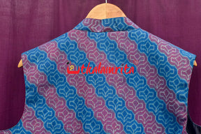 4D Blue Maroon Sambalpuri Cotton (Modi Jacket)