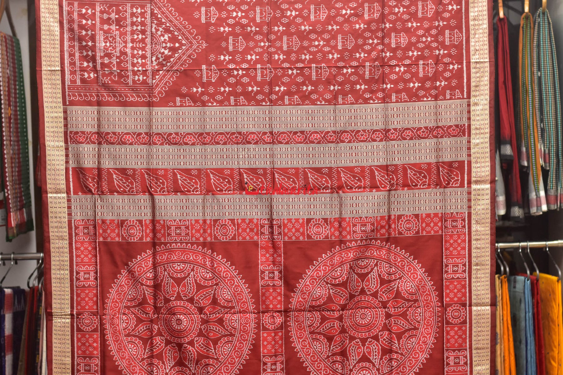 Maroon Home Tribals Sambalpuri Silk Saree