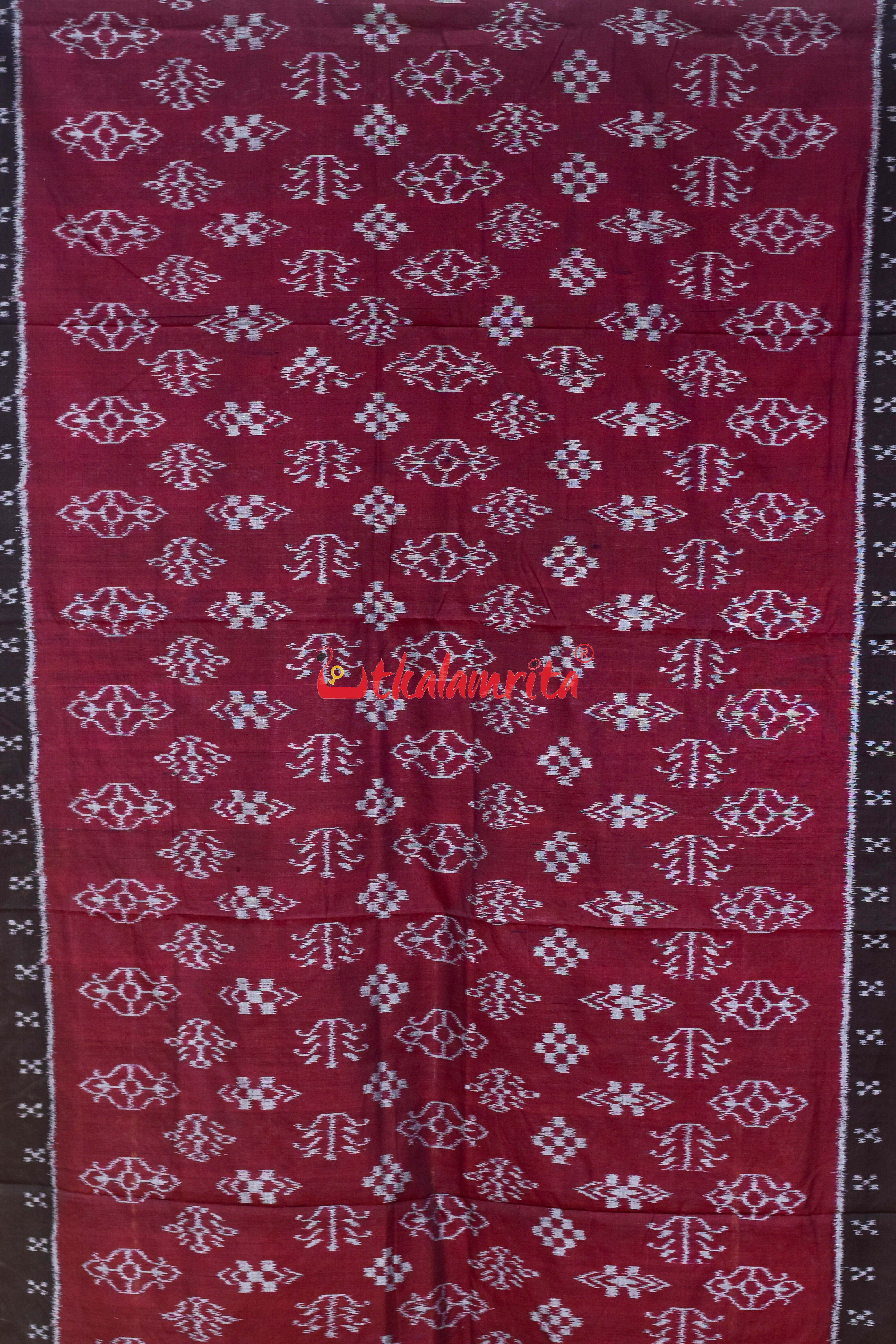 Maroon Body Bandha Border Pasapali Khandua Cotton Saree
