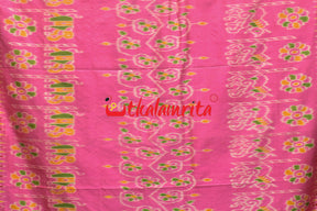 Pink Maroon Elephant Khandua Silk Saree