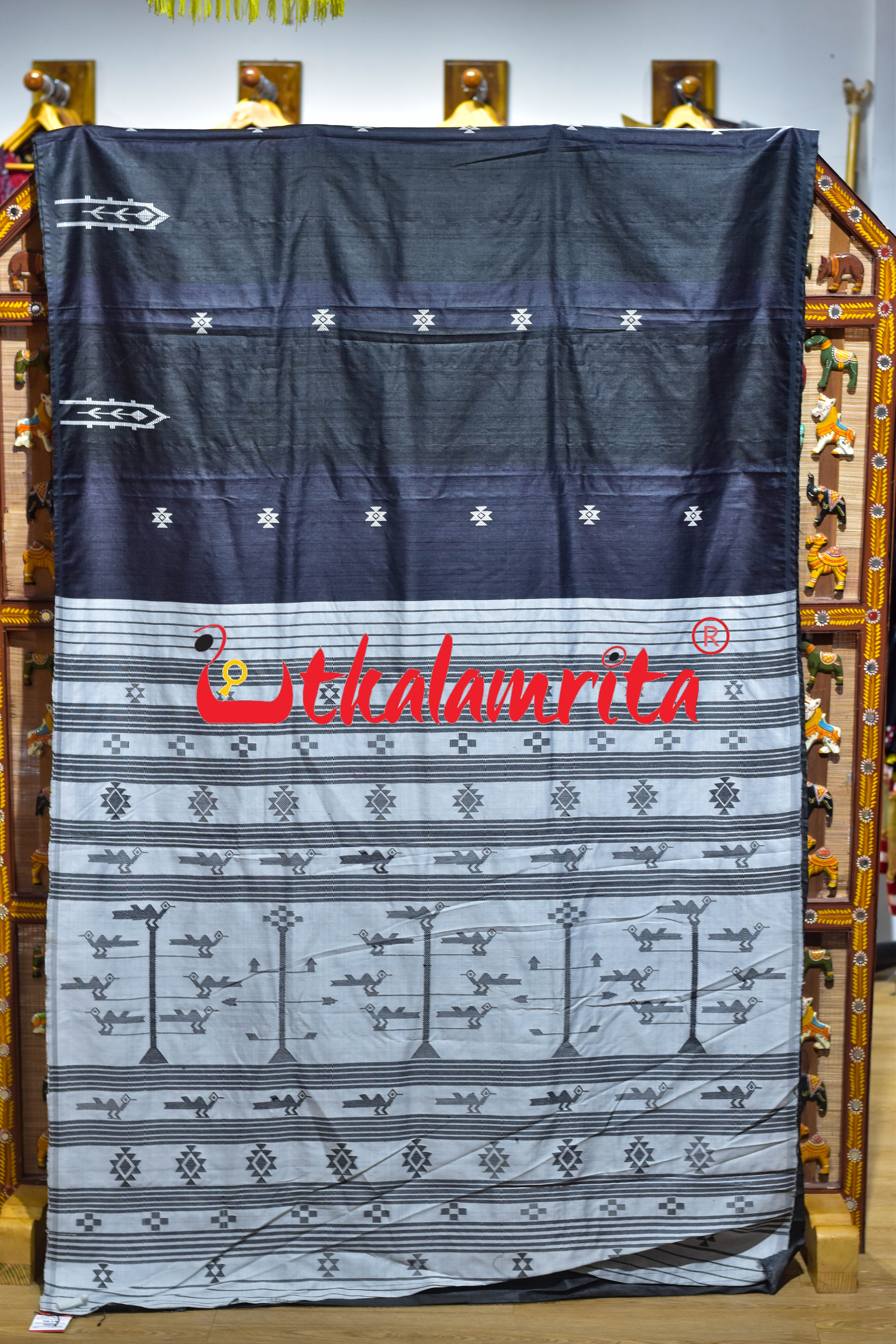 Black Ganjam Bomkai Inspired Gopalpur Tussar Saree