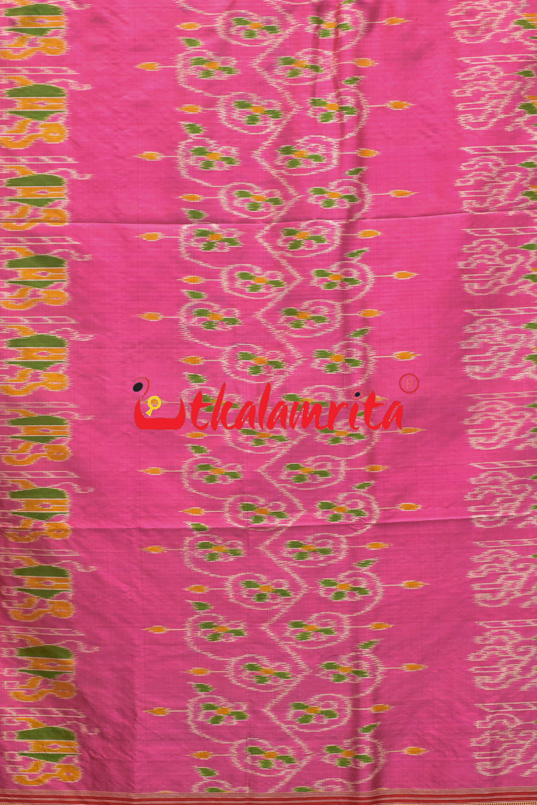 Pink Maroon Elephant Khandua Silk Saree