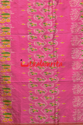 Pink Maroon Elephant Khandua Silk Saree