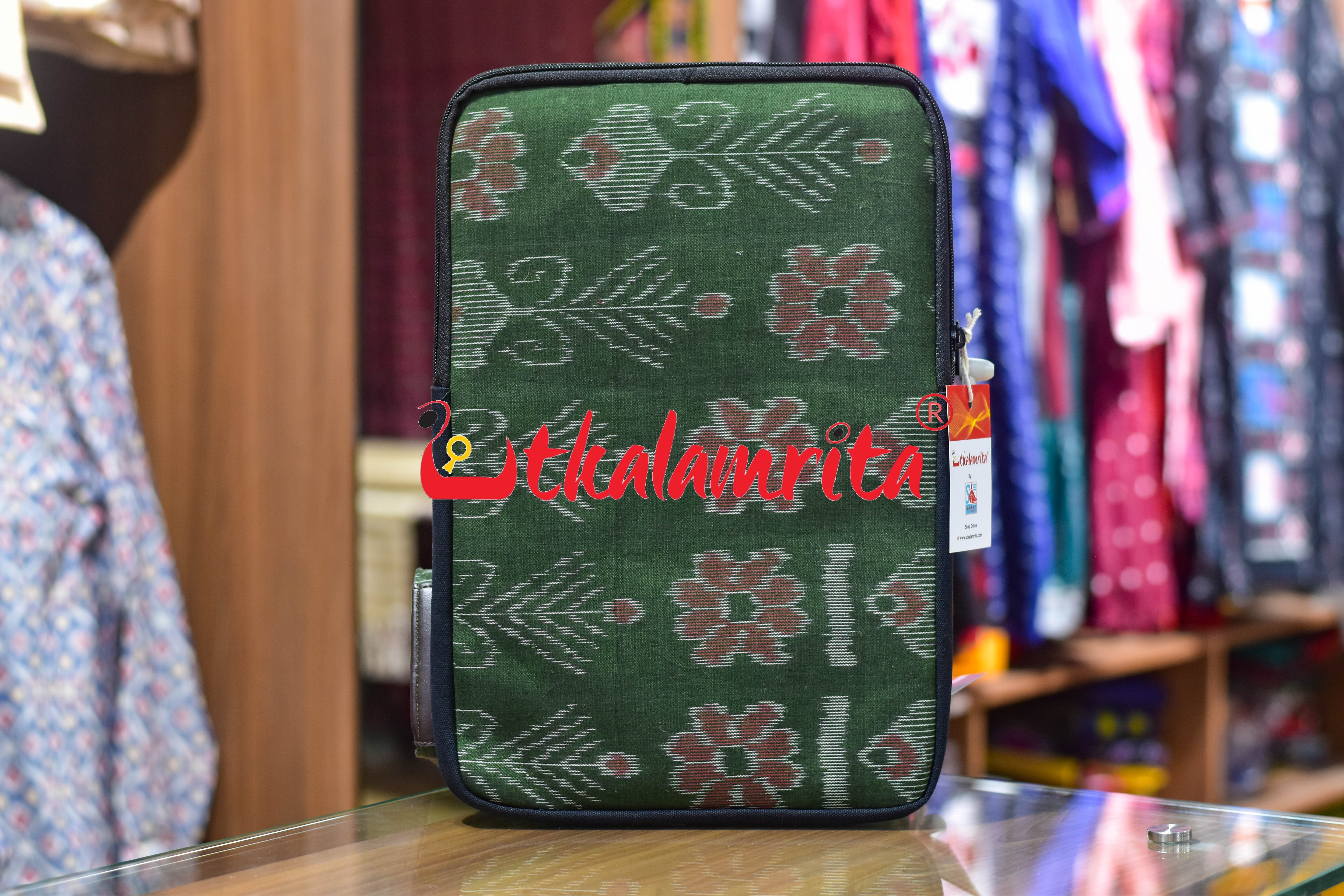 Mehendi Green Big Flowers Laptop Bag
