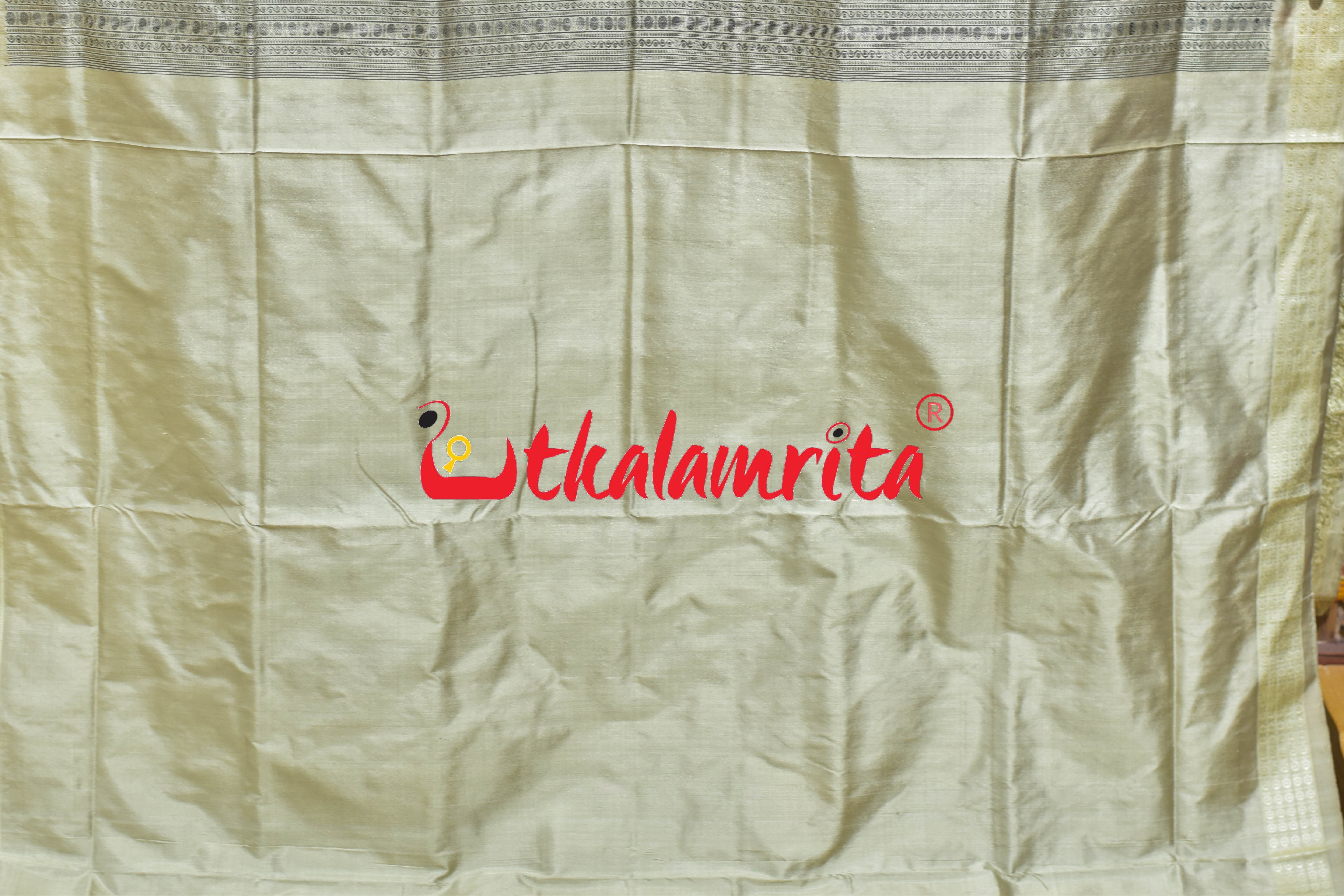 Black Cream Swastik Bandha Sambalpuri Silk Saree