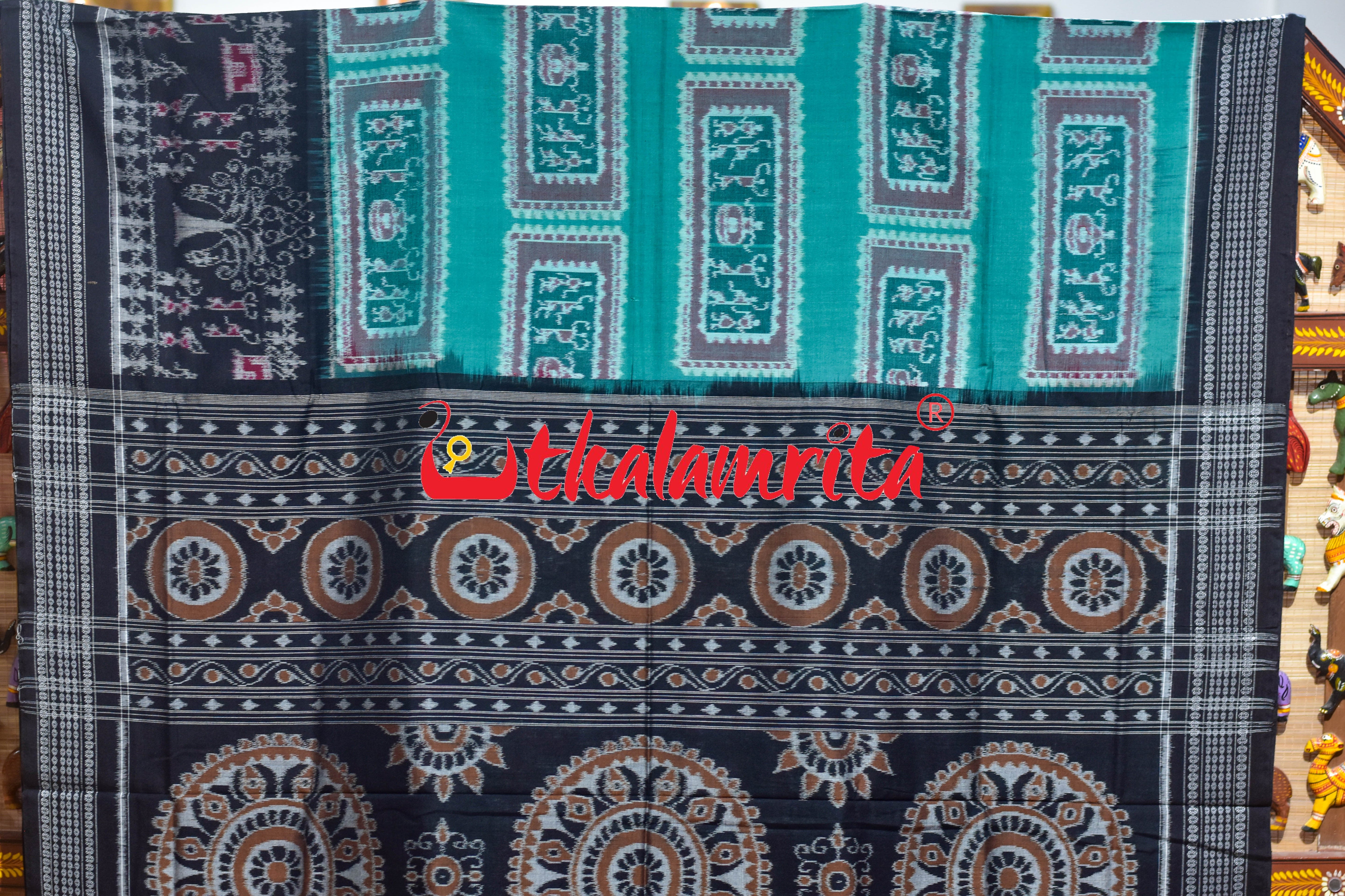 Green Black Tribal Sambalpuri Cotton Saree