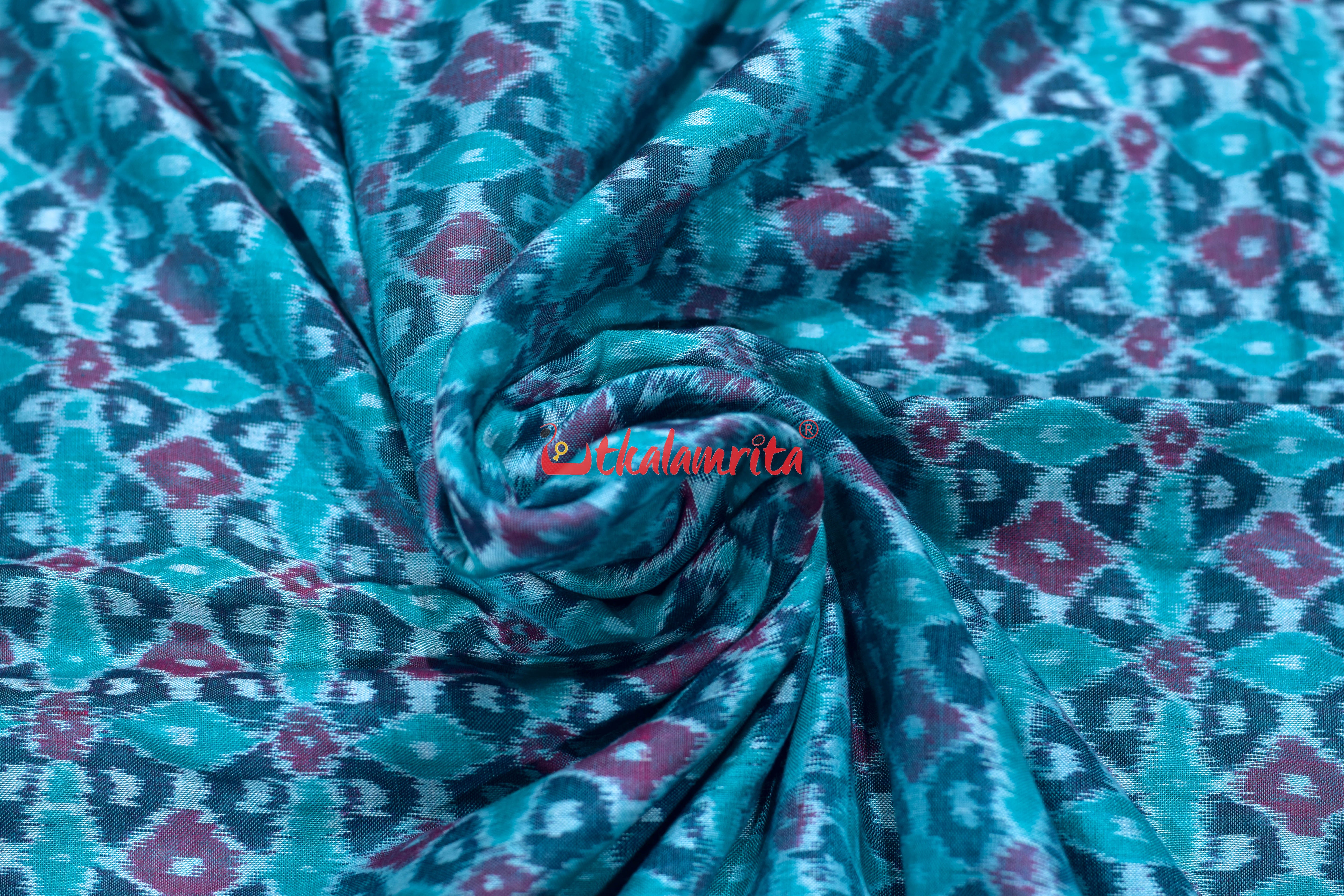 Sea Green 4D Flower Sambalpuri Cotton (Fabric)