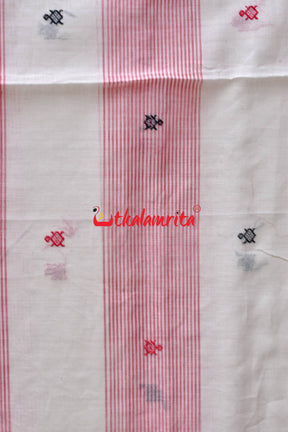 Lal Paar Lines White Phoda Kumbha Cotton Saree