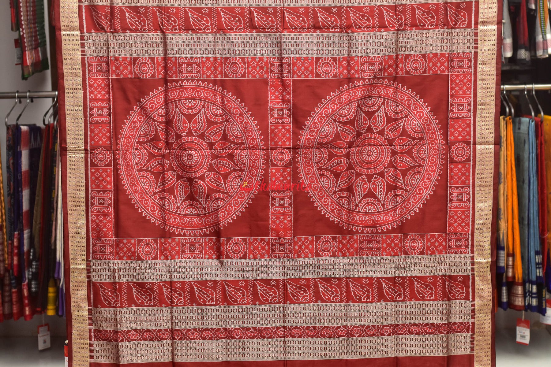 Maroon Home Tribals Sambalpuri Silk Saree