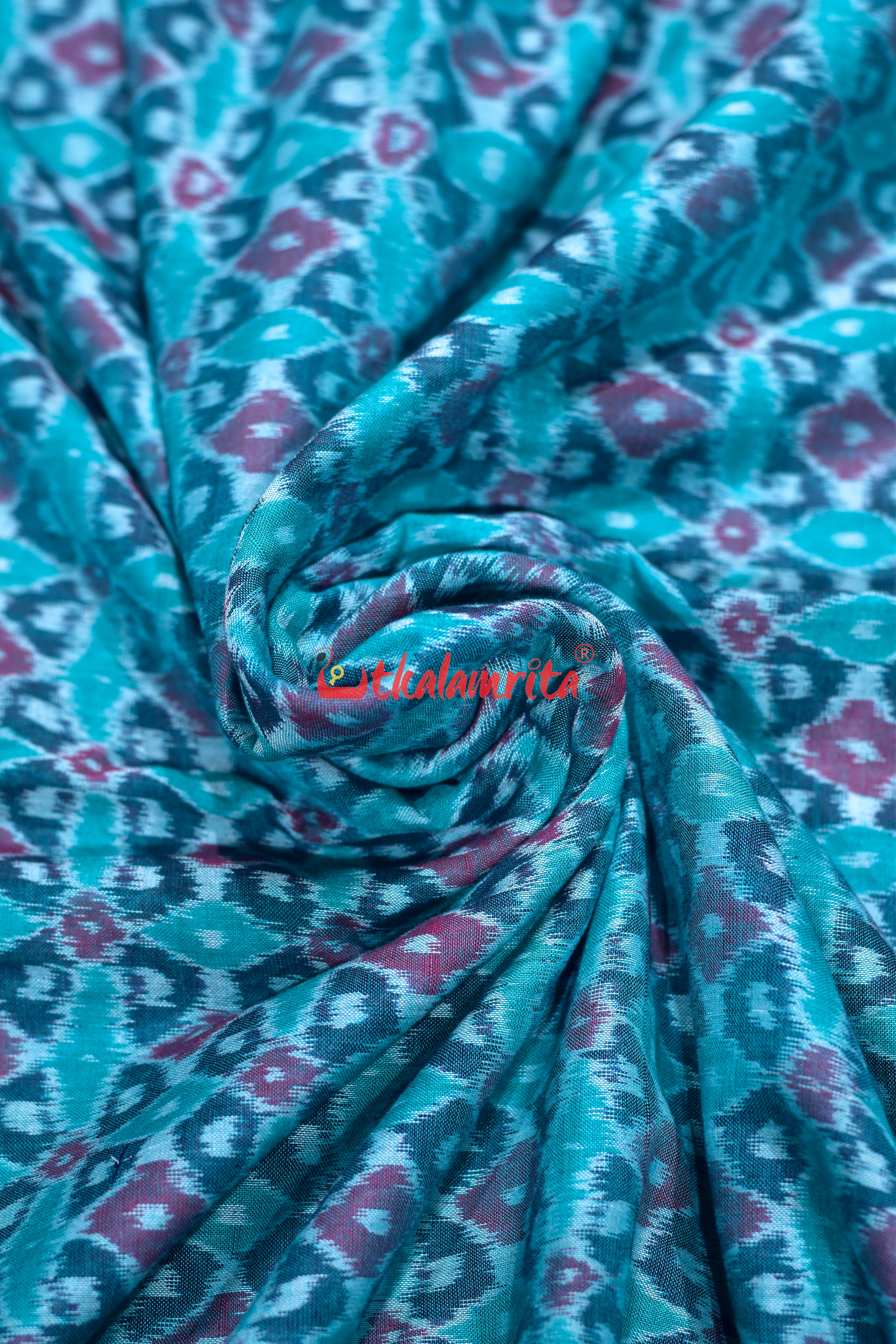 Sea Green 4D Flower Sambalpuri Cotton (Fabric)