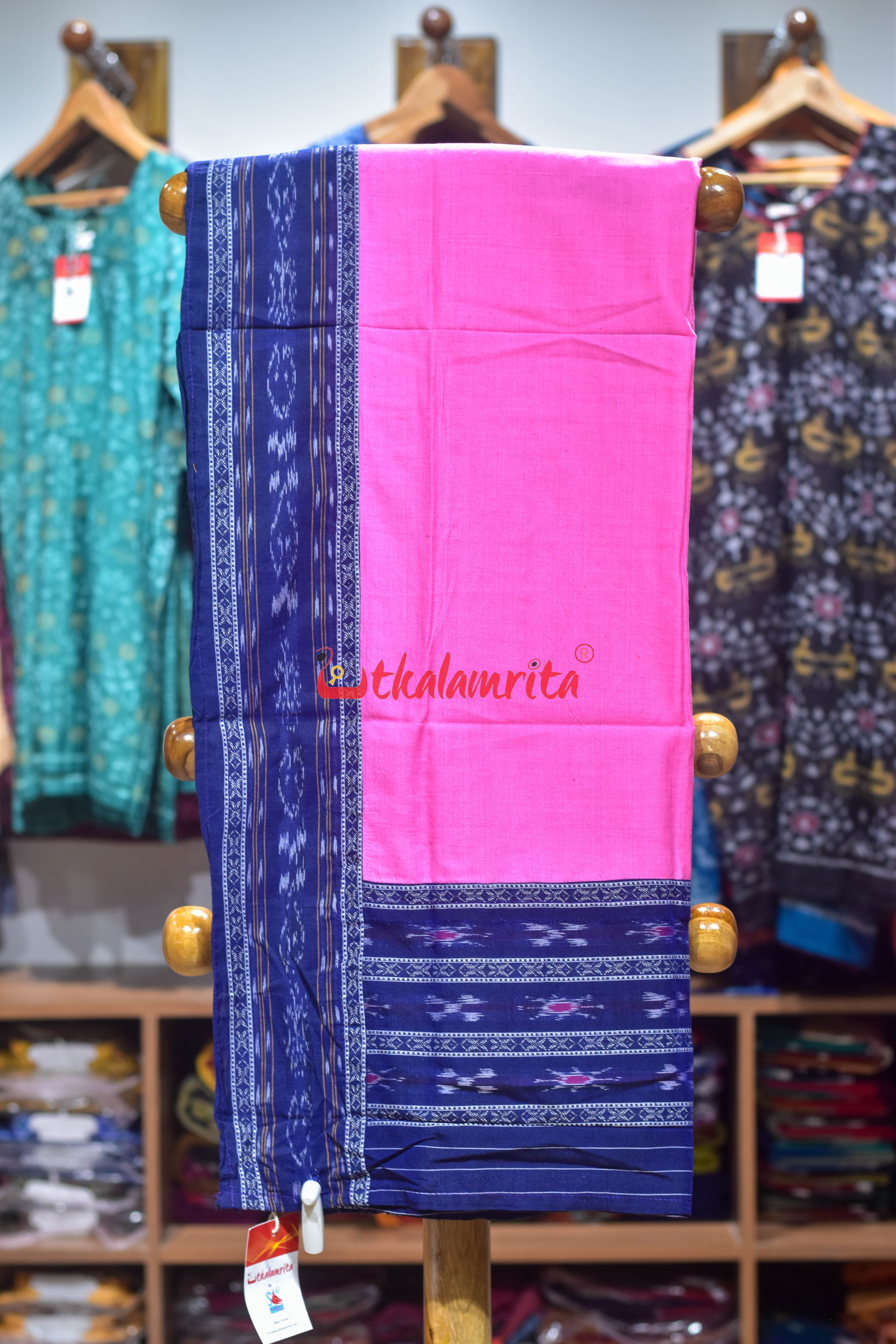 Deep Blue Pink Middel Design Kadha Pasapali Dress Set