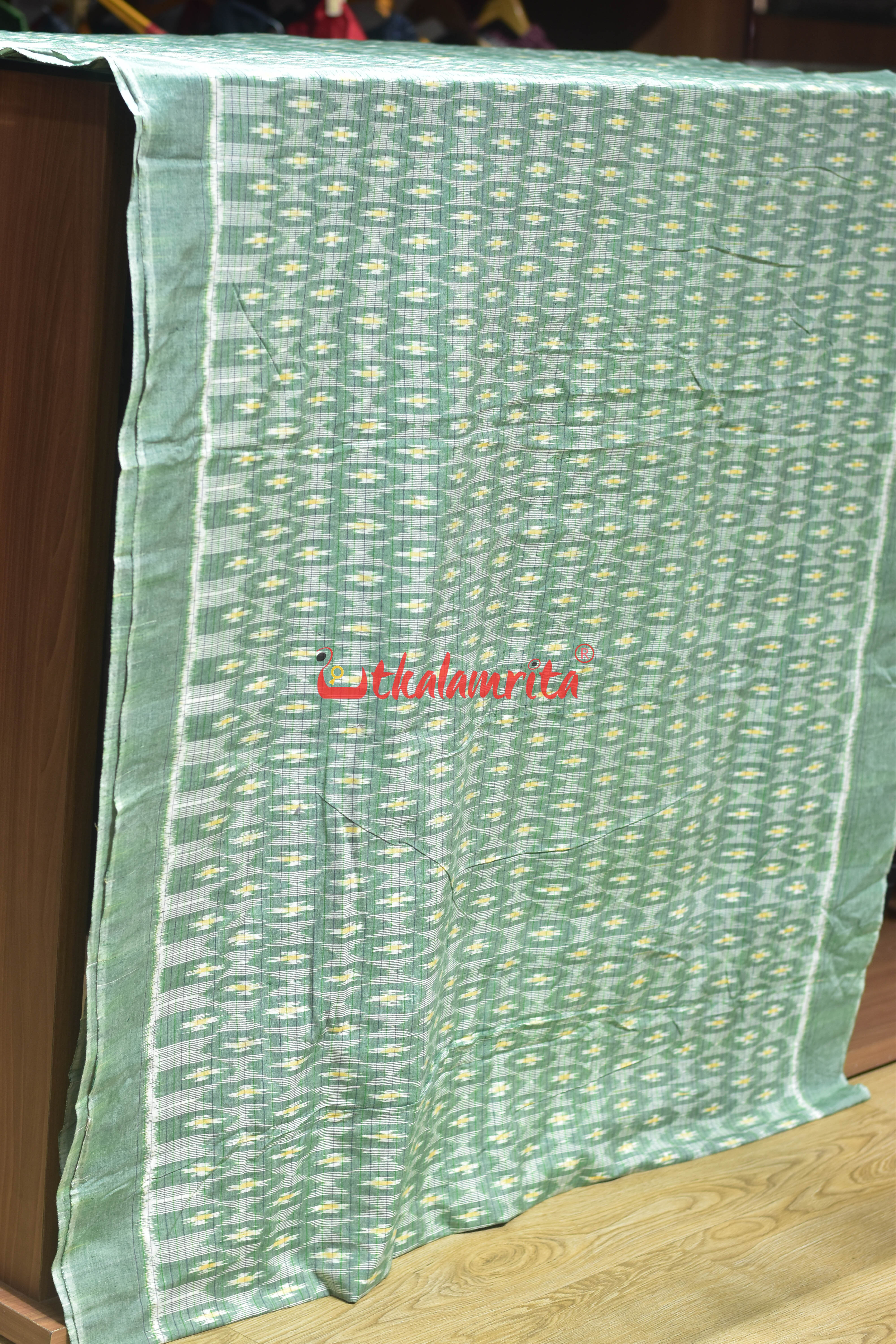Mint Green Checks Star Cotton (Fabric)