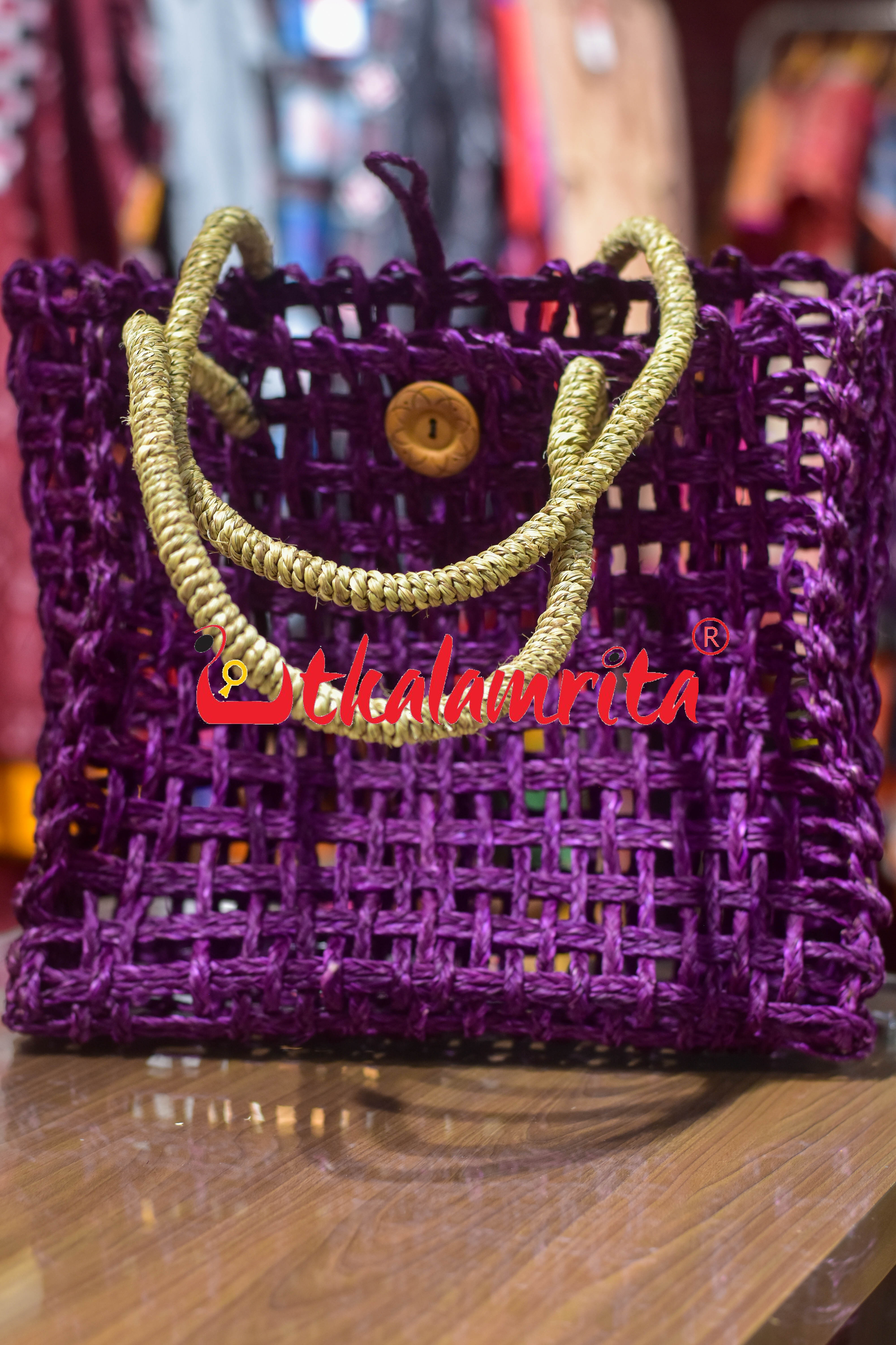 Sabai Grass Jali Bag Large (Violet)