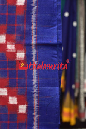 Pasapali Tribal Blue Red Sambalpuri Cotton Dress Set