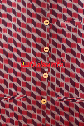 3D Coffee Maroon Sambalpuri Cotton (Modi Jacket)