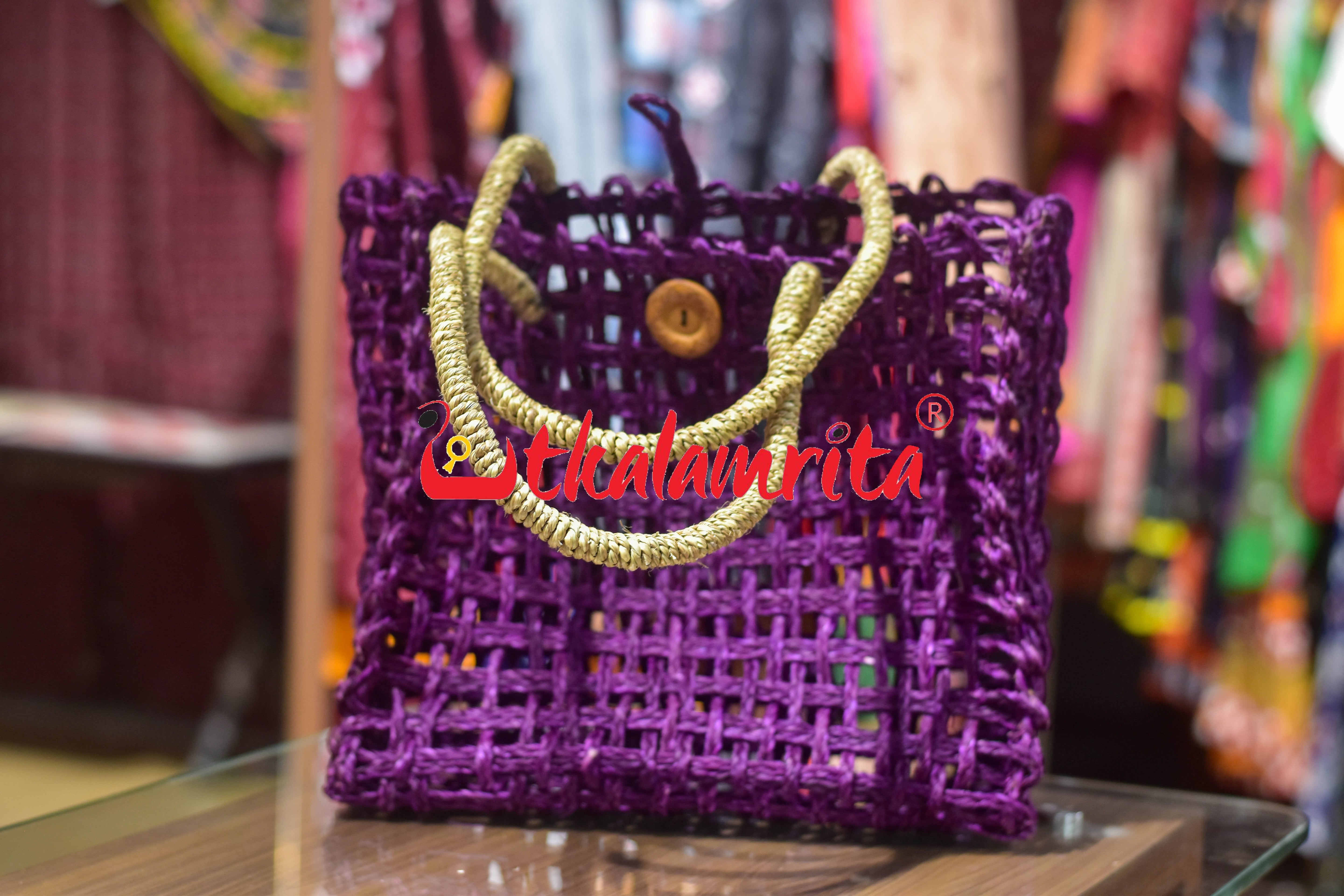 Sabai Grass Jali Bag Large (Violet)