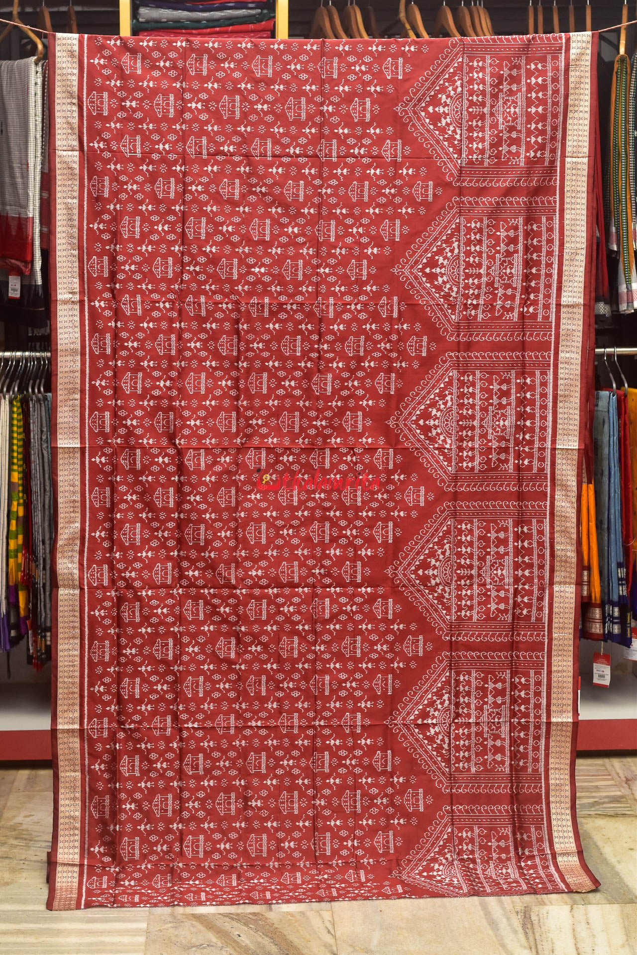 Maroon Home Tribals Sambalpuri Silk Saree