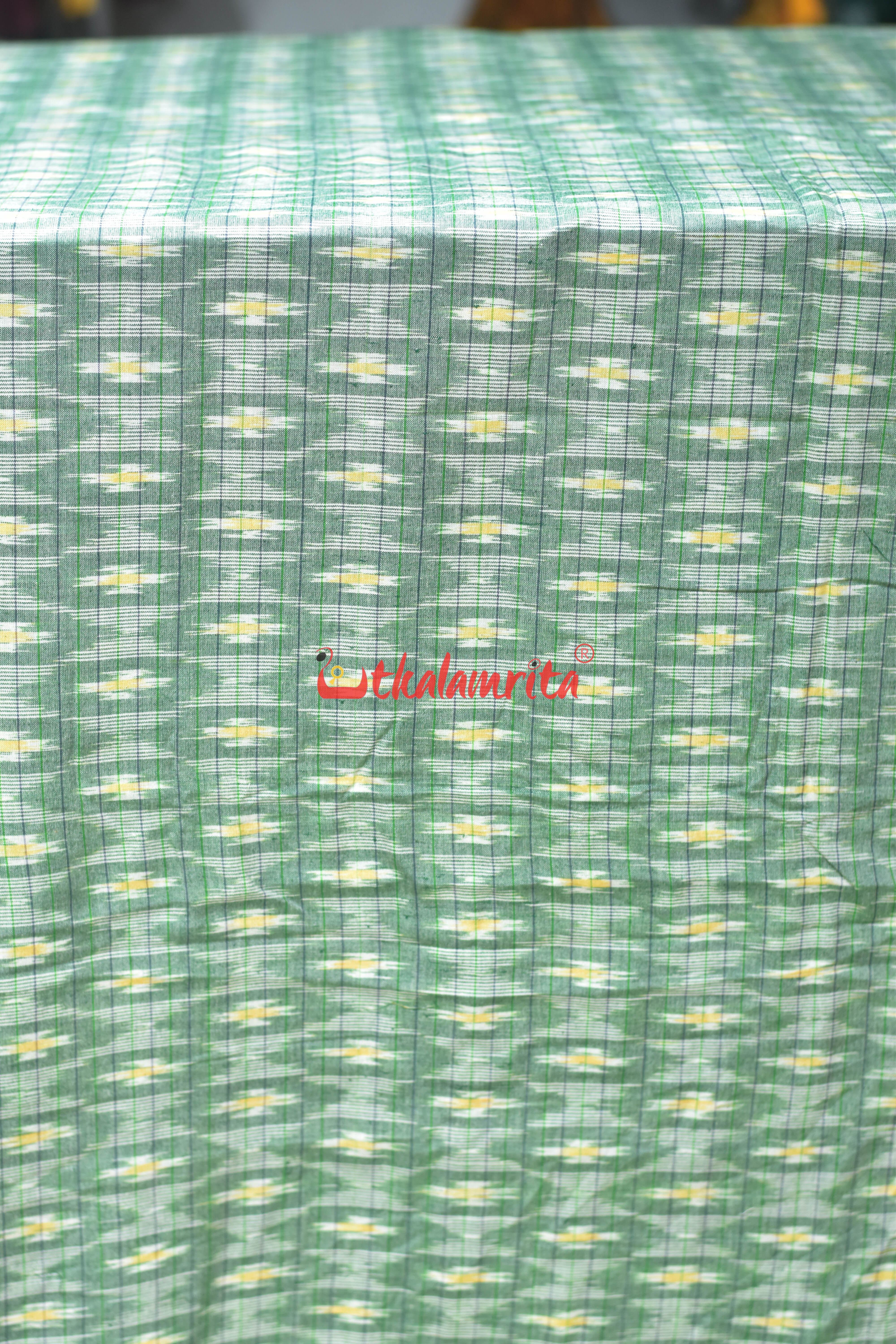 Mint Green Checks Star Cotton (Fabric)