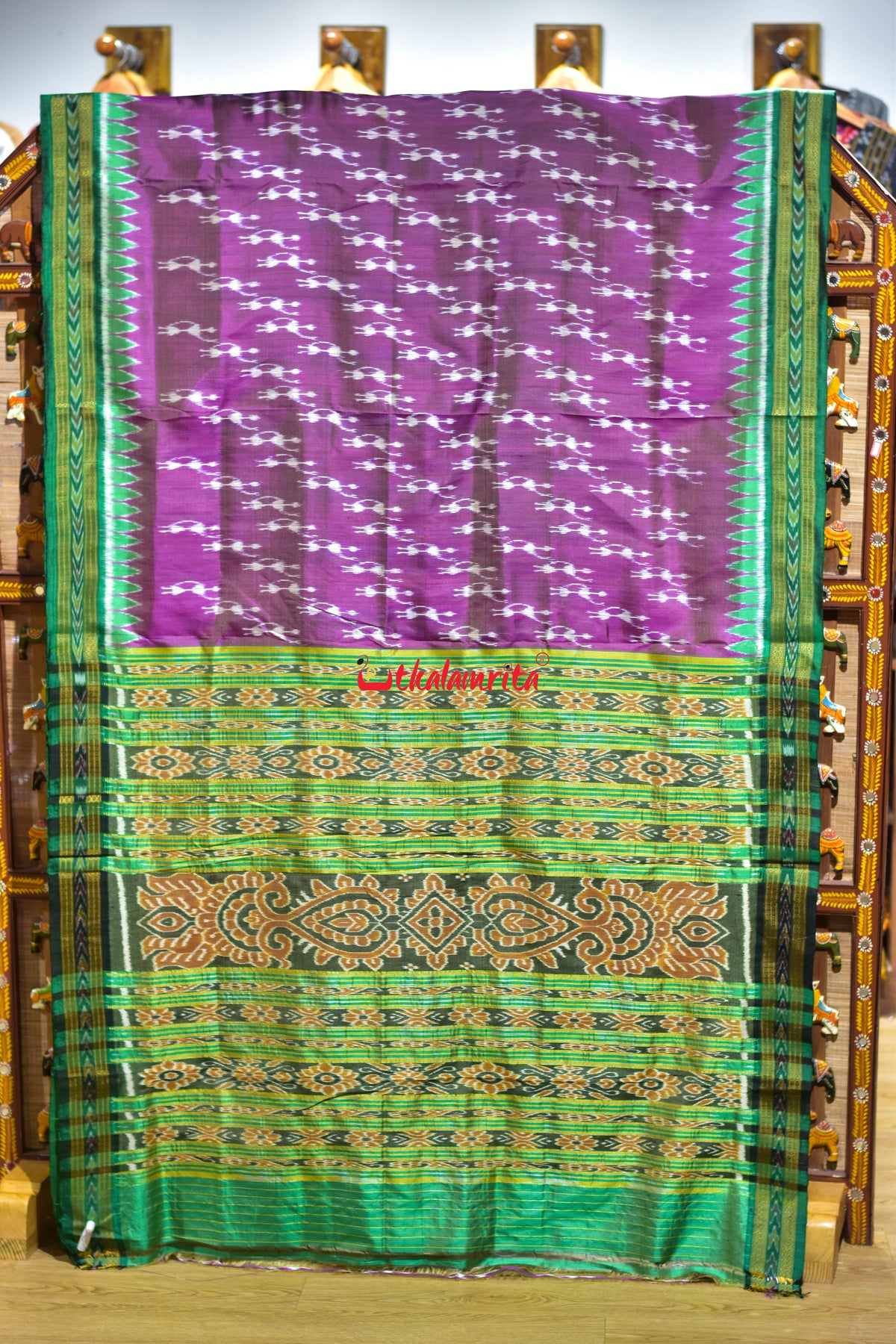 Dua Shade Purple Green Body Tribals Khandua Silk Saree