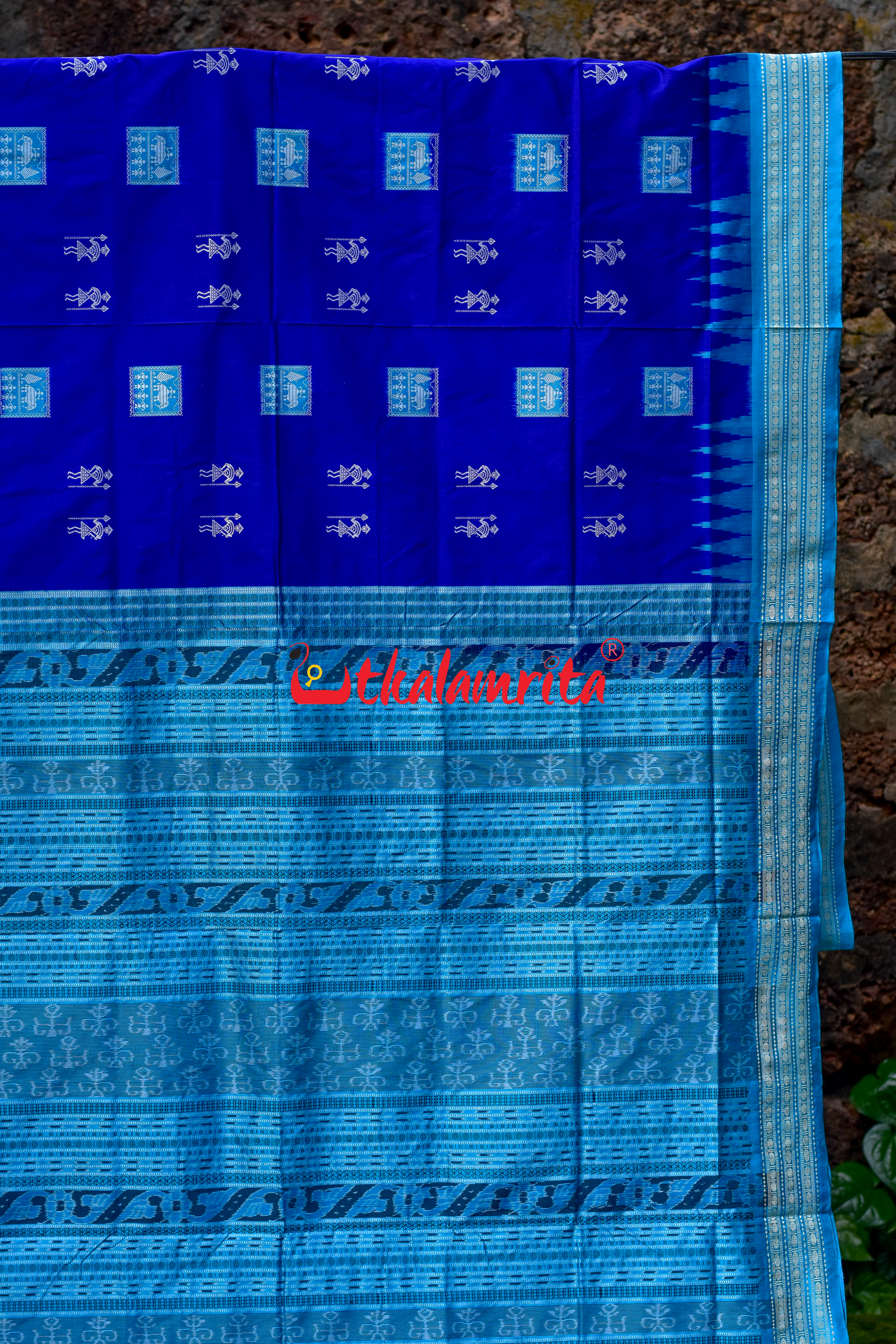 Blue Hati Tribal Box Sambalpuri Silk Saree