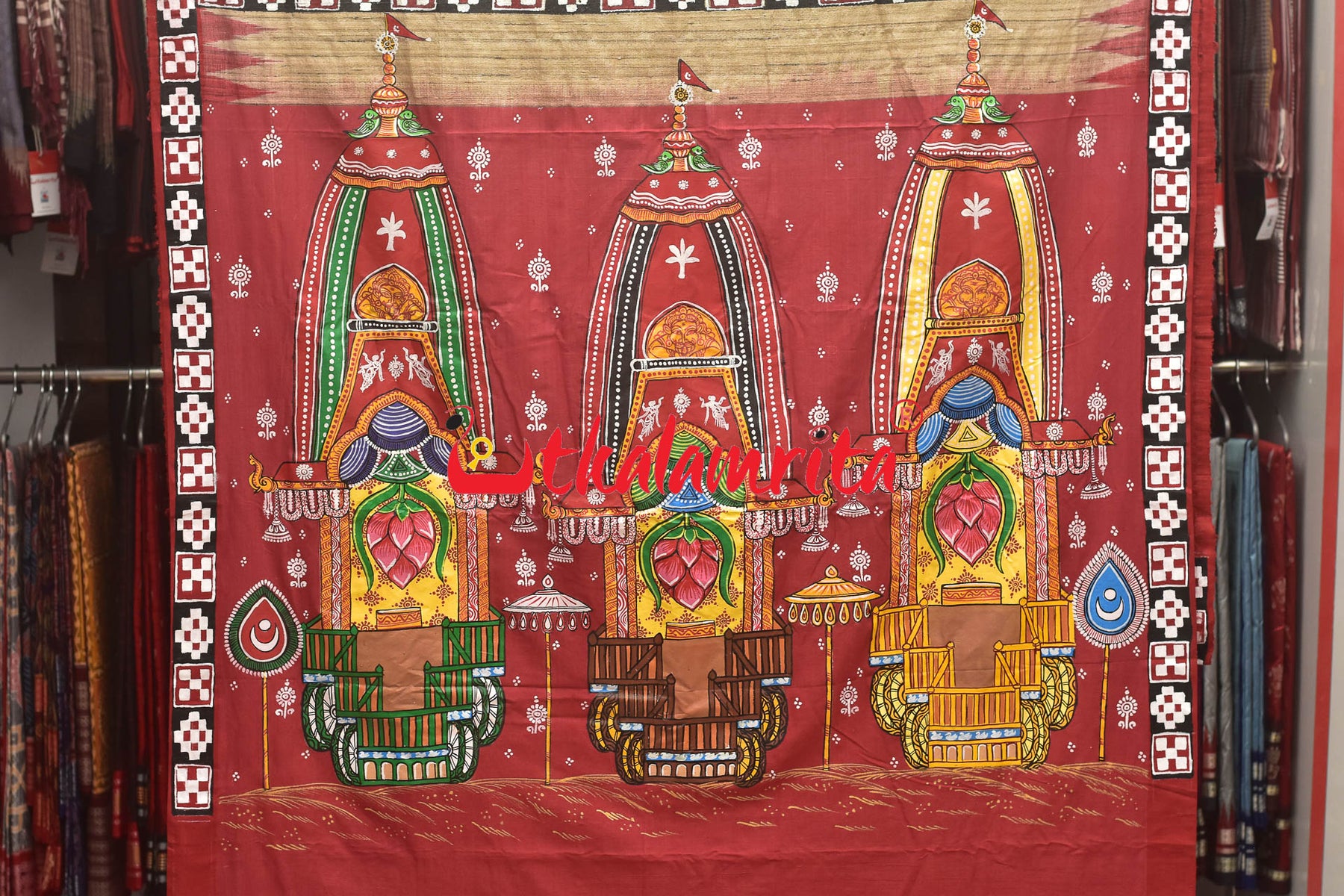 Ratha Jatra Pasapali Border Pattachitra Saree