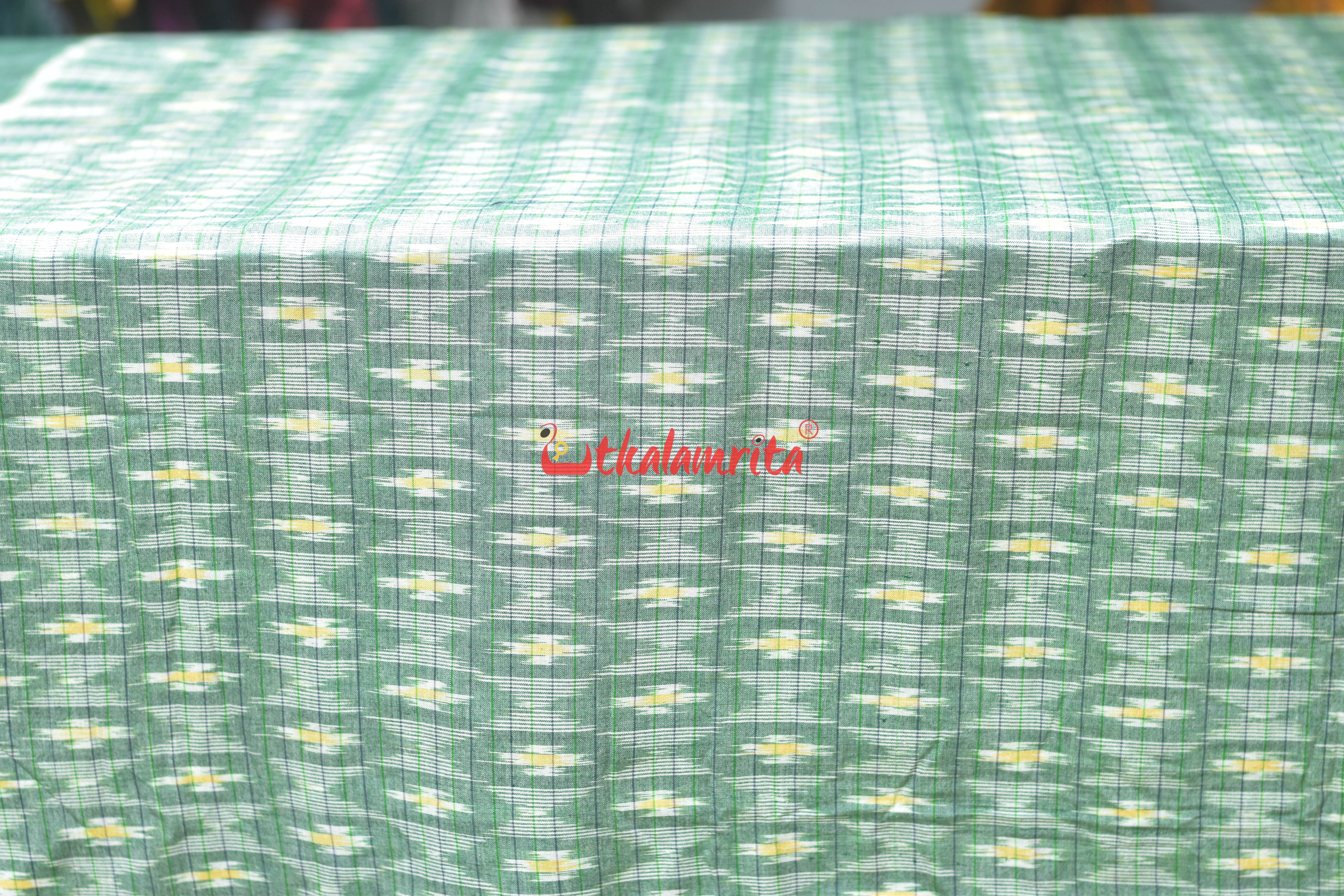 Mint Green Checks Star Cotton (Fabric)