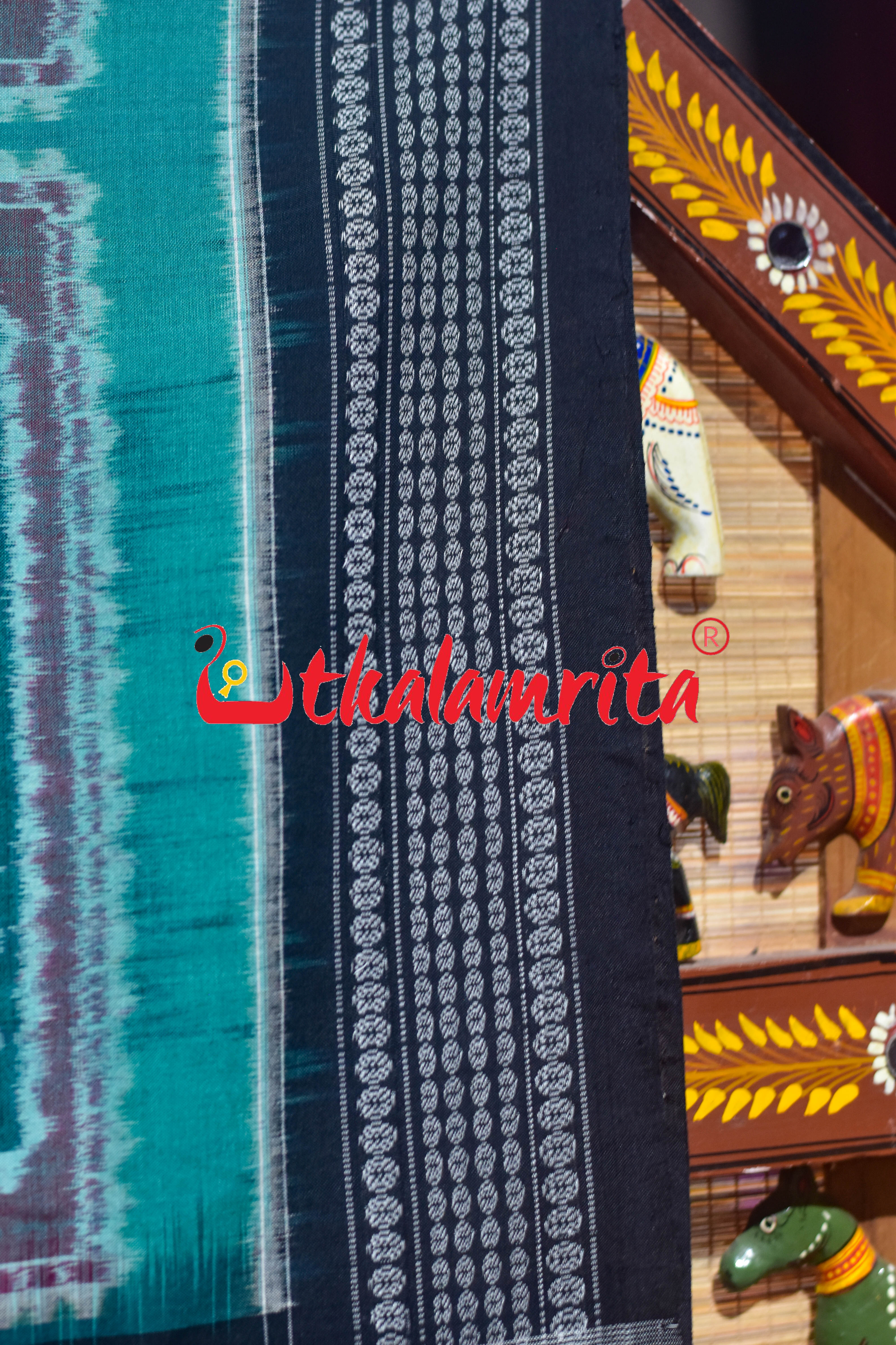 Green Black Tribal Sambalpuri Cotton Saree