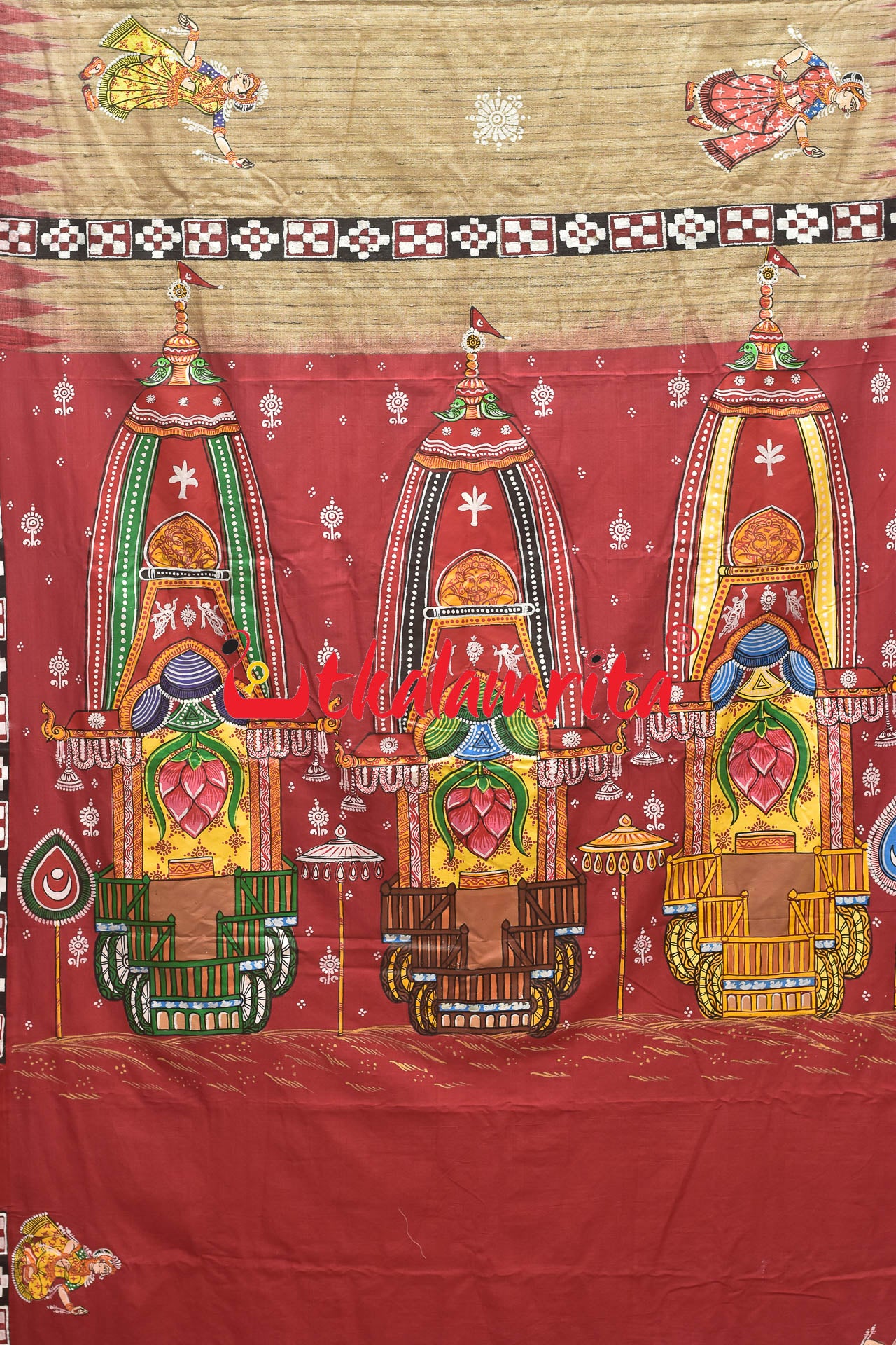 Ratha Jatra Pasapali Border Pattachitra Saree