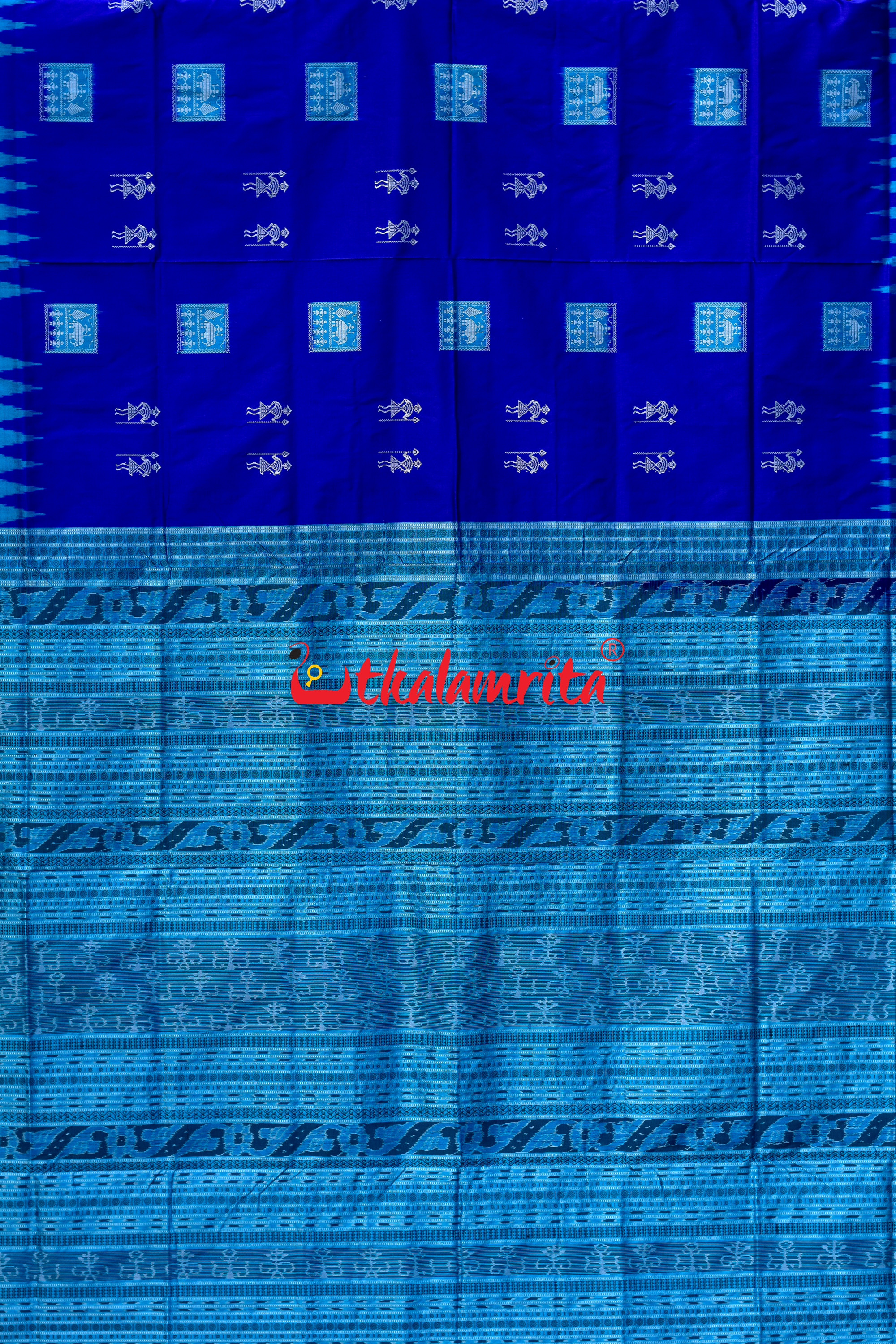 Blue Hati Tribal Box Sambalpuri Silk Saree