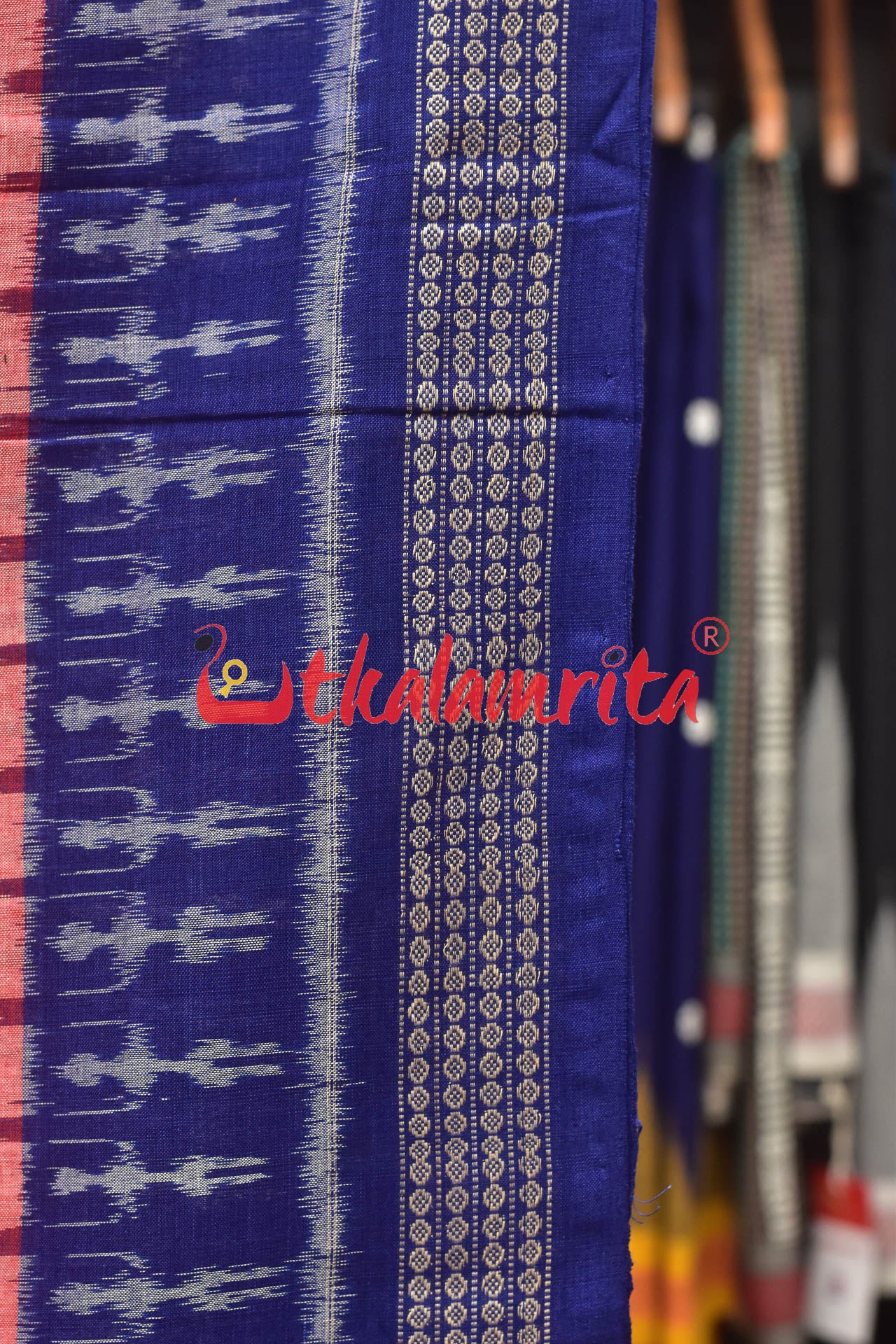 Pasapali Tribal Blue Red Sambalpuri Cotton Dress Set