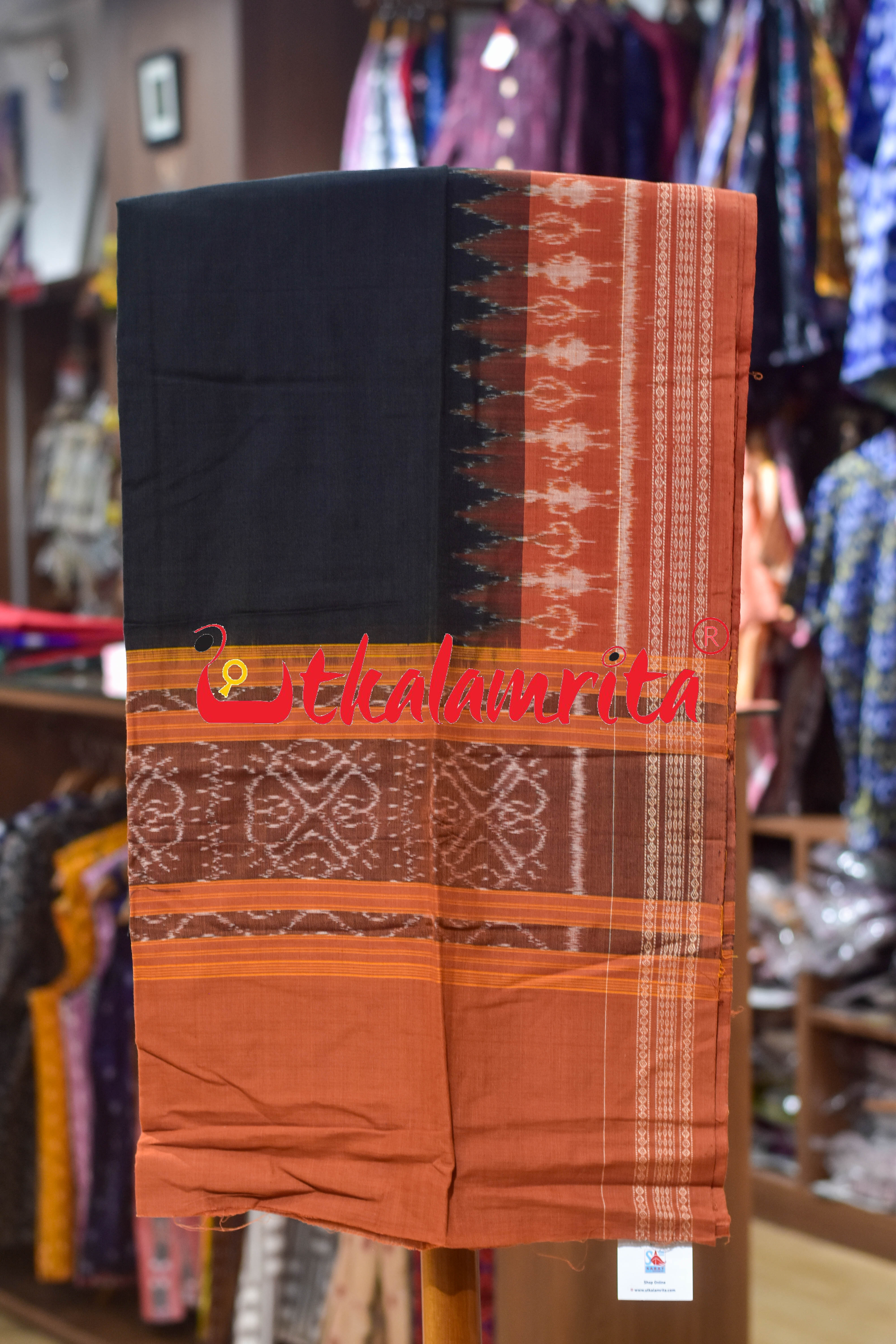 Rust Yellow Cut Tribals Sambalpuri Cotton Dress Set