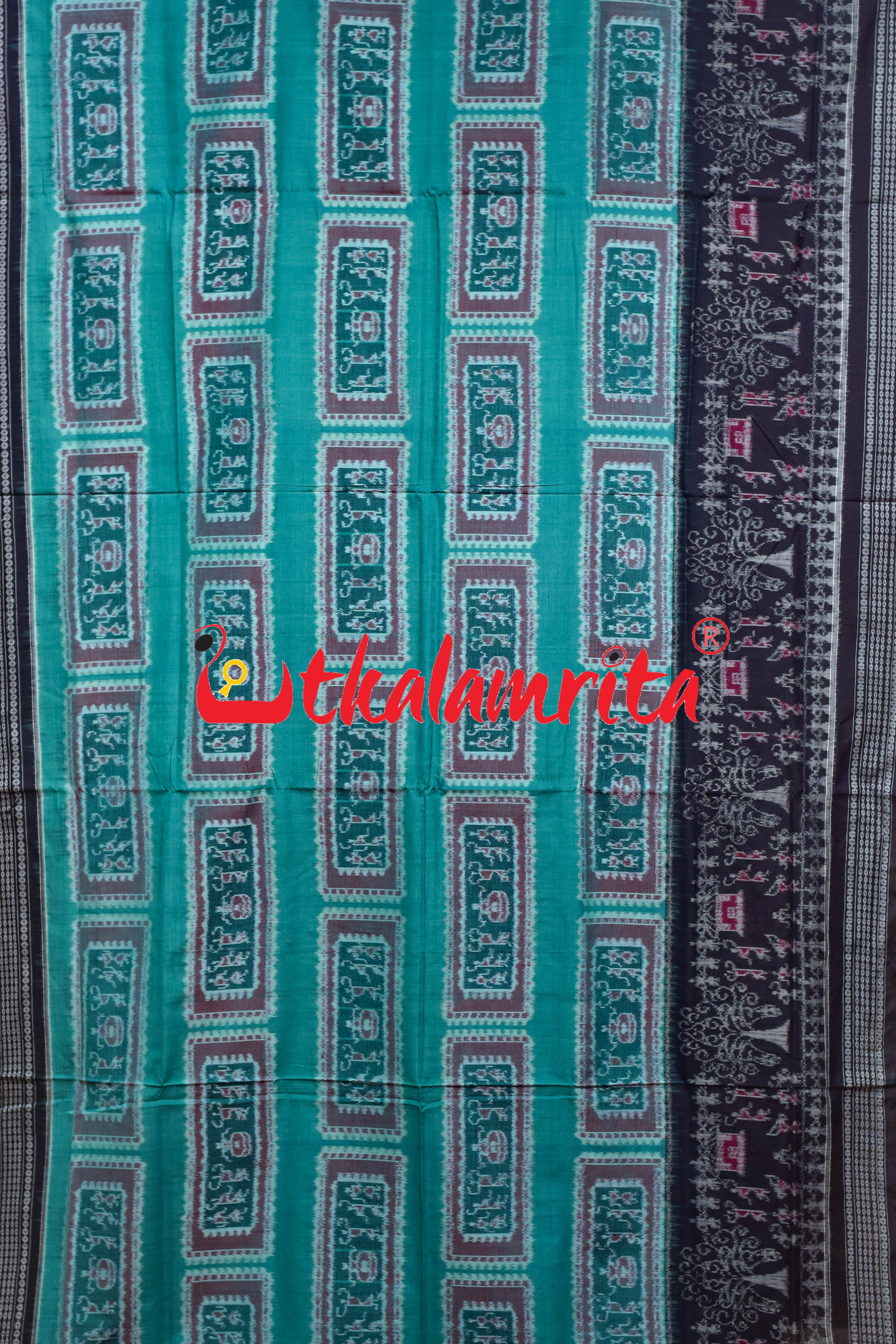 Green Black Tribal Sambalpuri Cotton Saree