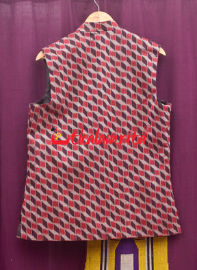 3D Coffee Maroon Sambalpuri Cotton (Modi Jacket)