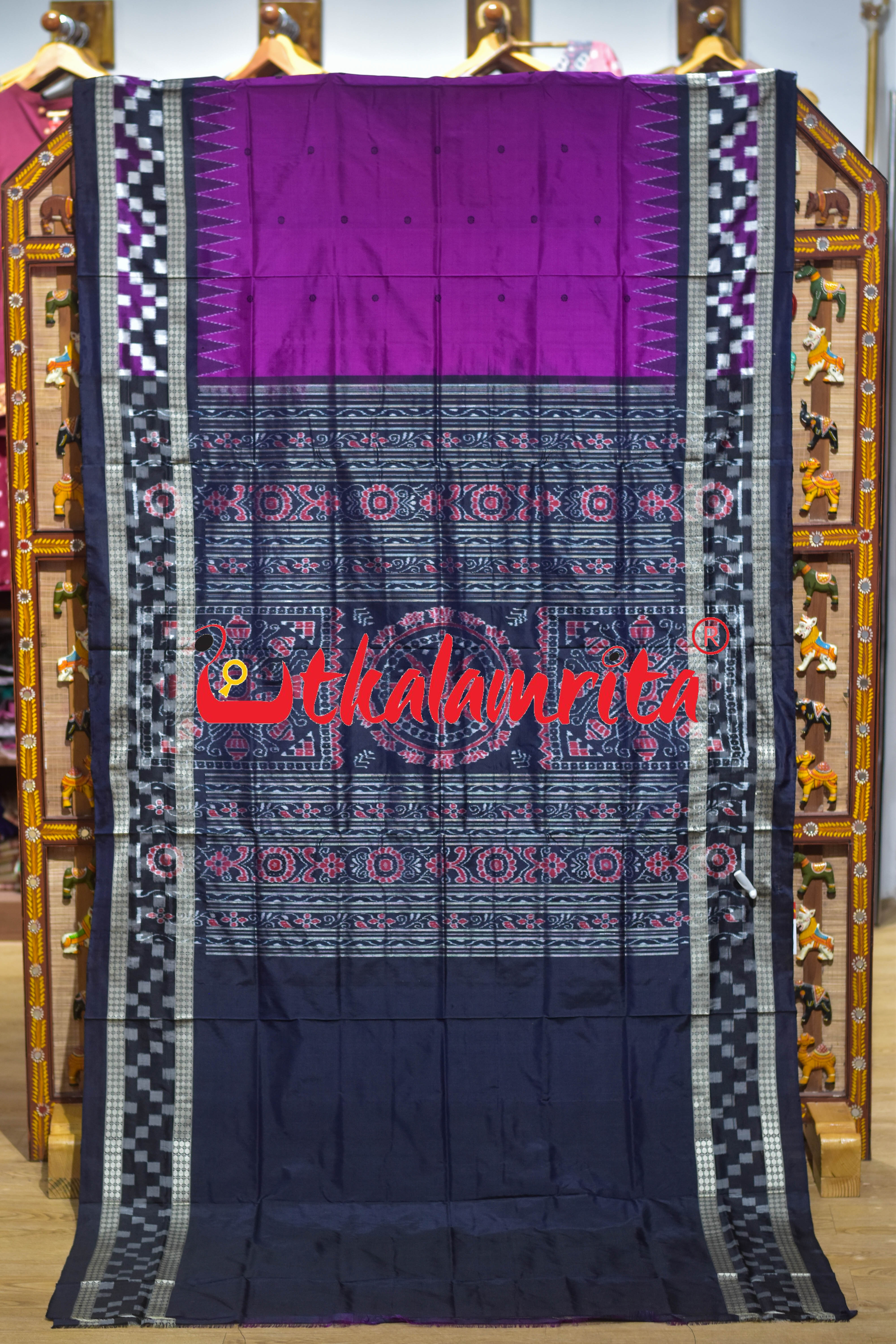 Border Pasapali Purple Buti Sambalpuri Silk Saree