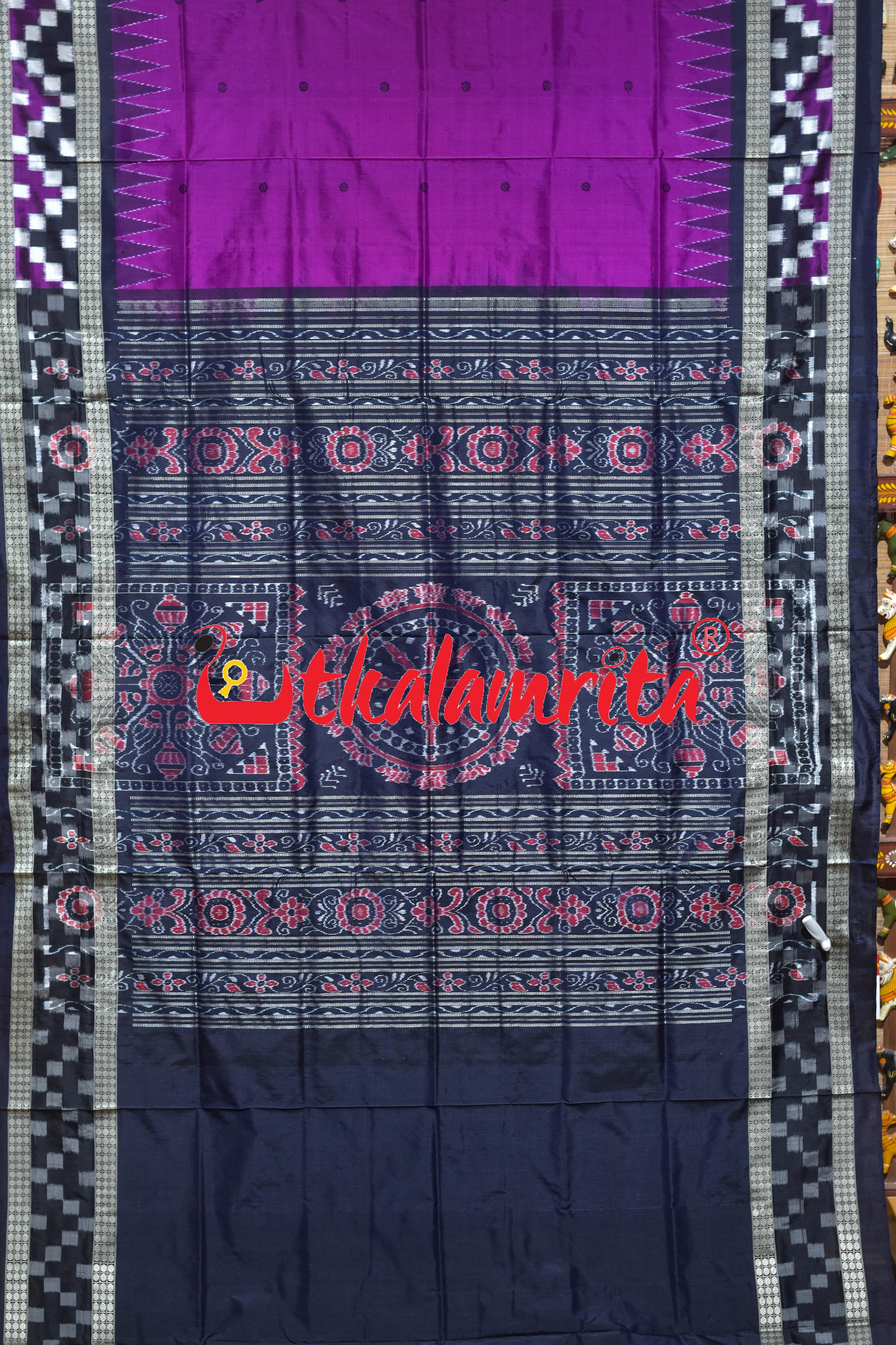 Border Pasapali Purple Buti Sambalpuri Silk Saree