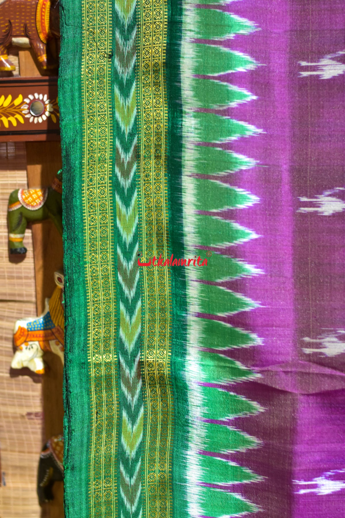 Dua Shade Purple Green Body Tribals Khandua Silk Saree