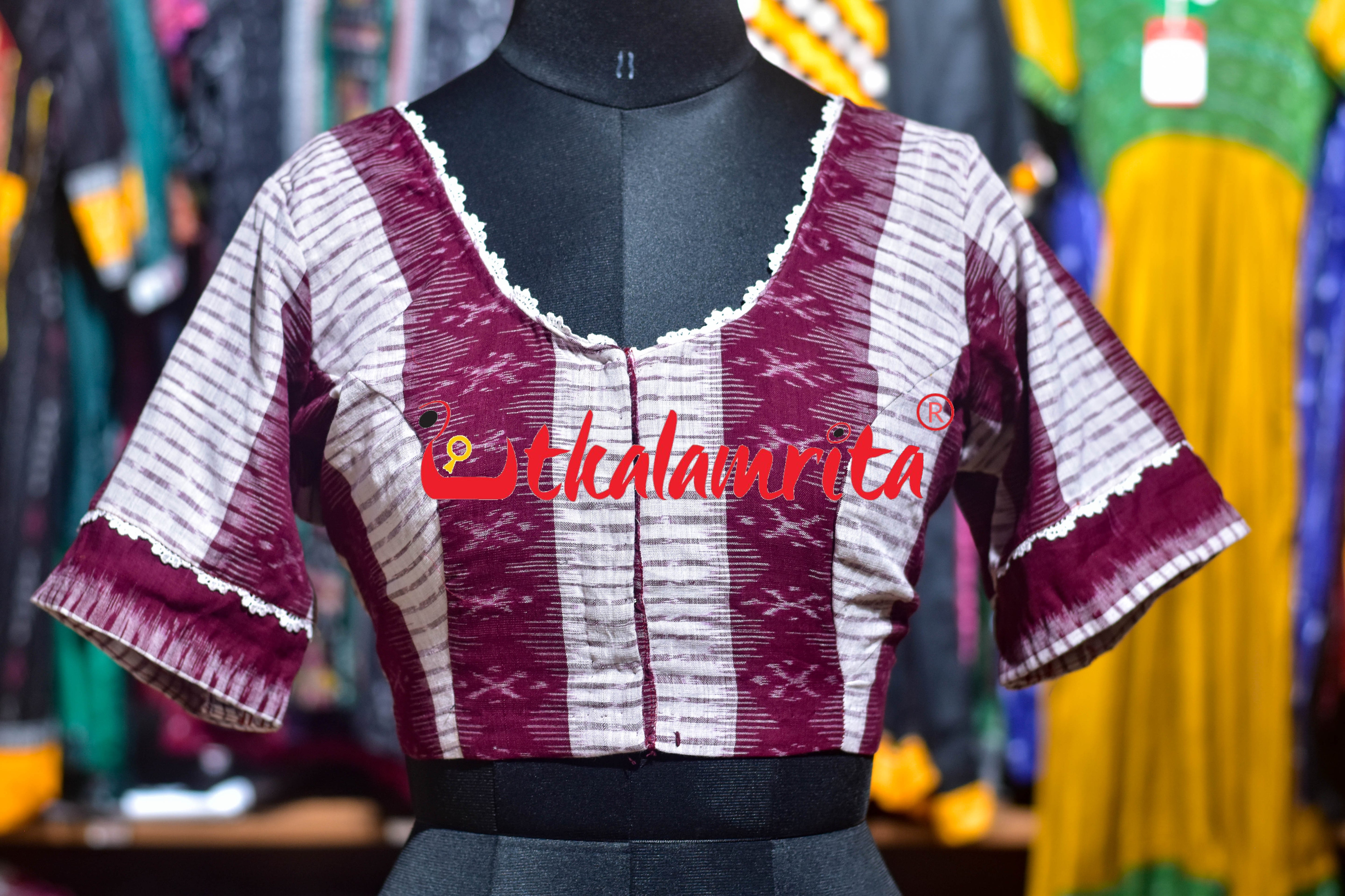 White Maroon Bandha (Blouse)