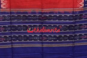 Pasapali Tribal Blue Red Sambalpuri Cotton Dress Set