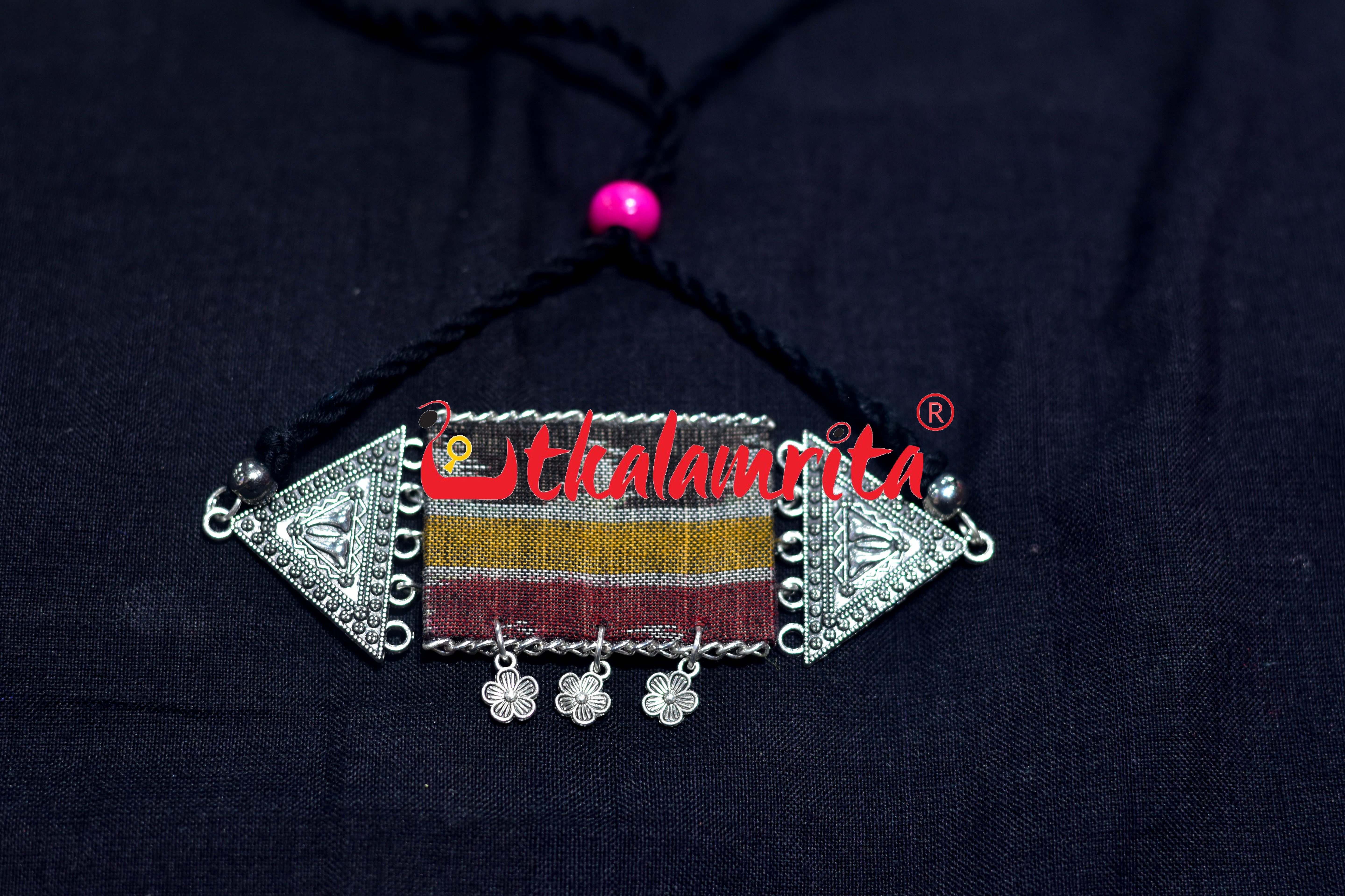 Silver Black Ikat Small Choker Set