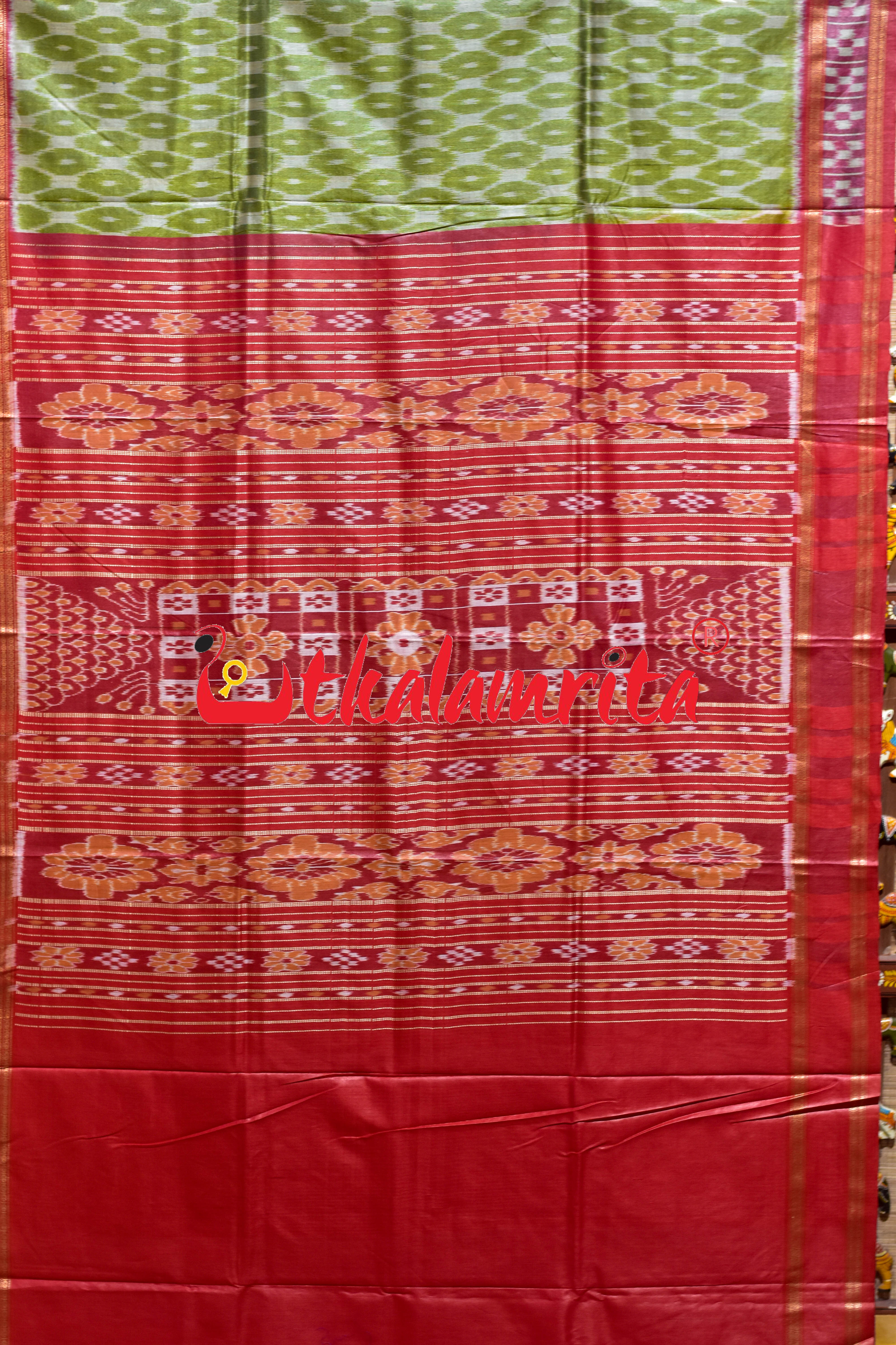 Mehendi Body Ikat Pasapali Border Tussar Silk Saree