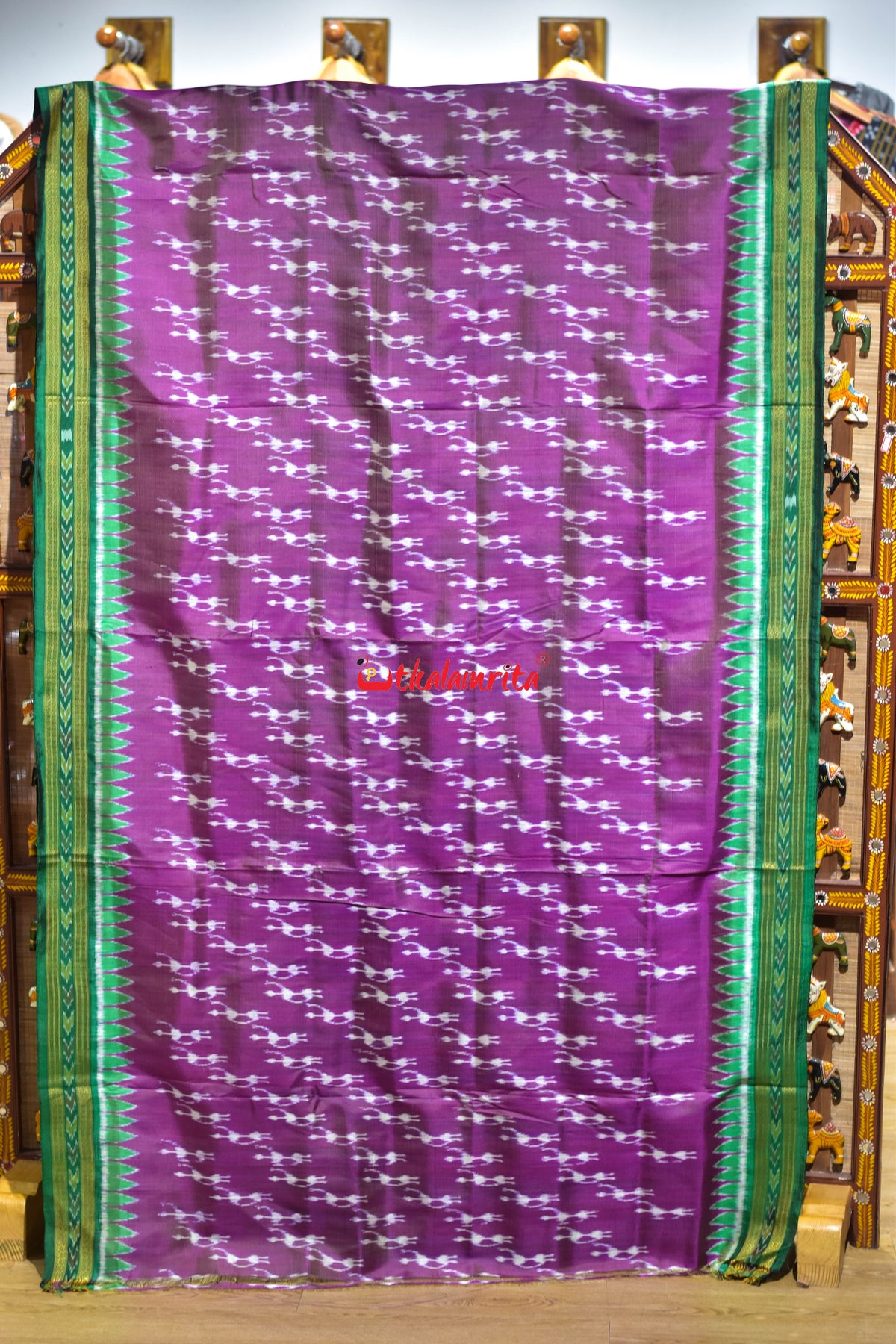 Dua Shade Purple Green Body Tribals Khandua Silk Saree