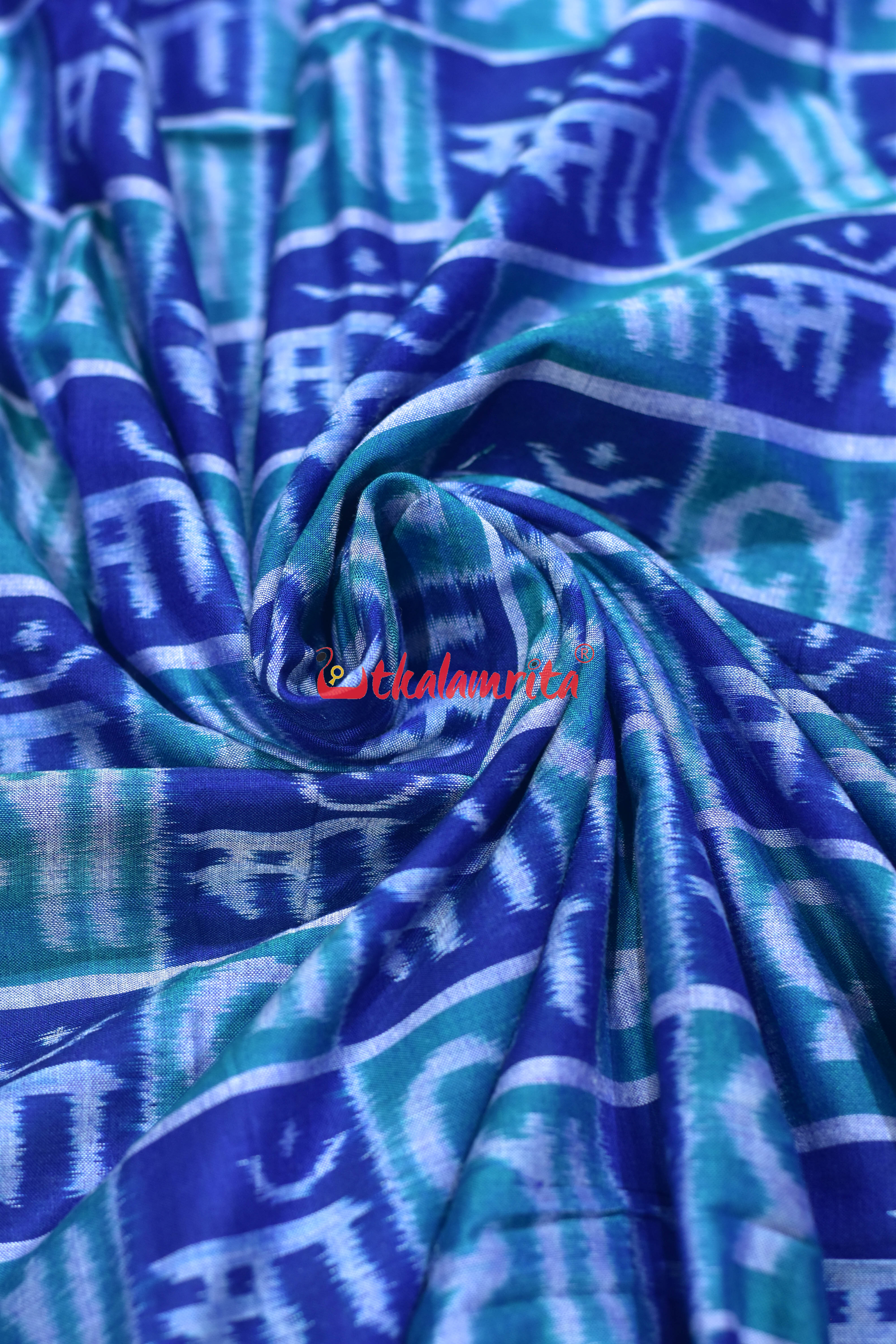 Teal Blue Maa Sambalpuri Cotton (Fabric)