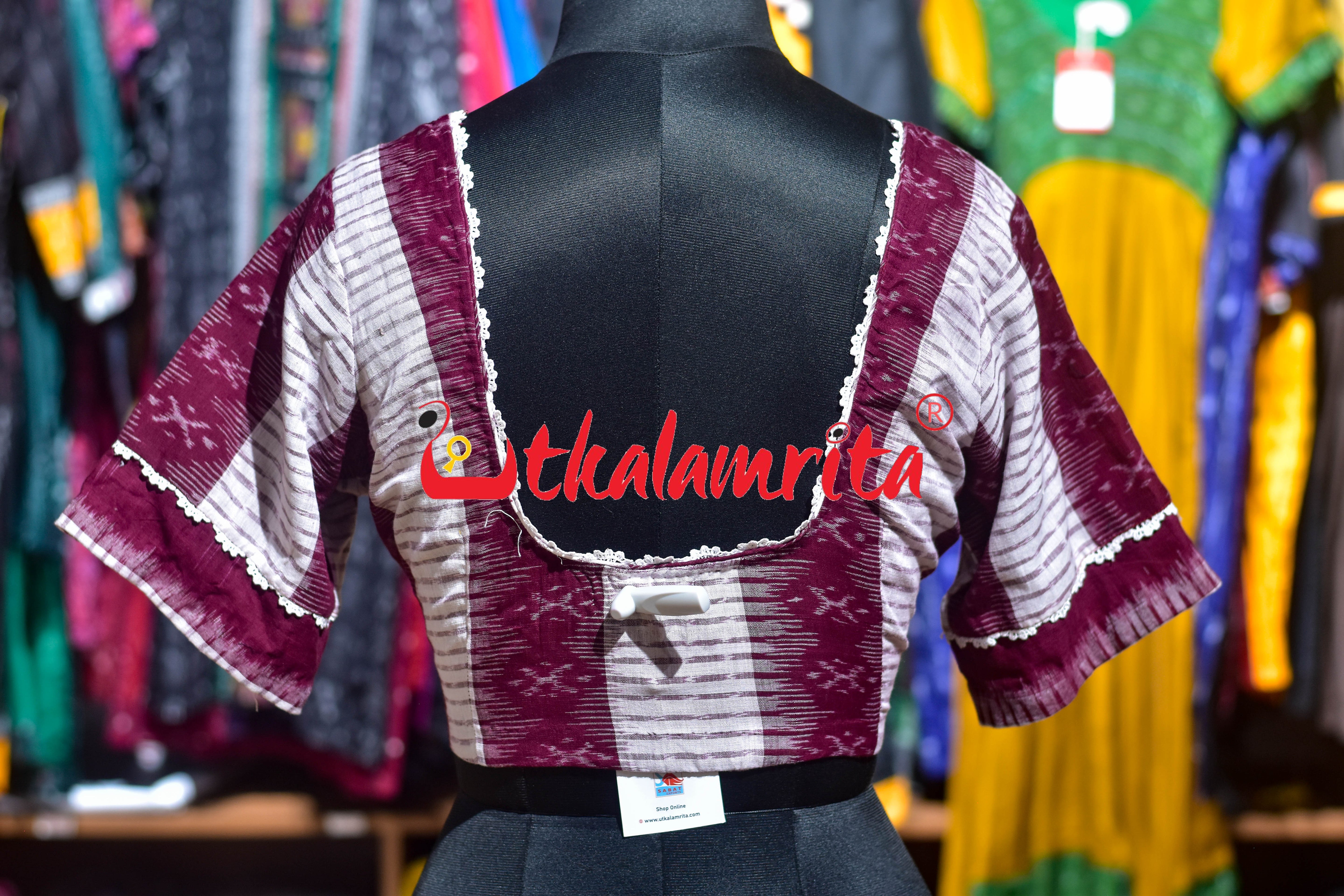 White Maroon Bandha (Blouse)