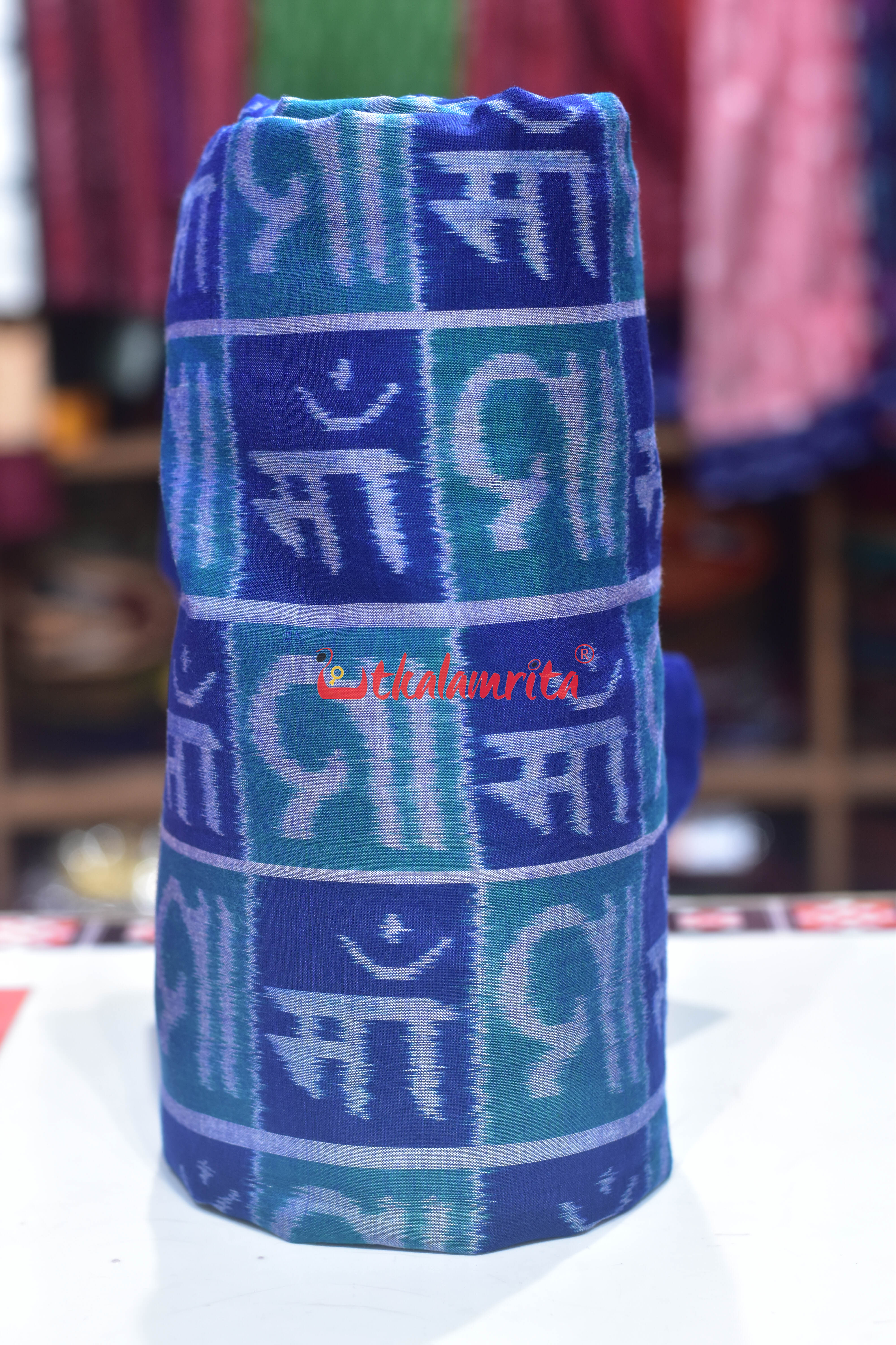 Teal Blue Maa Sambalpuri Cotton (Fabric)