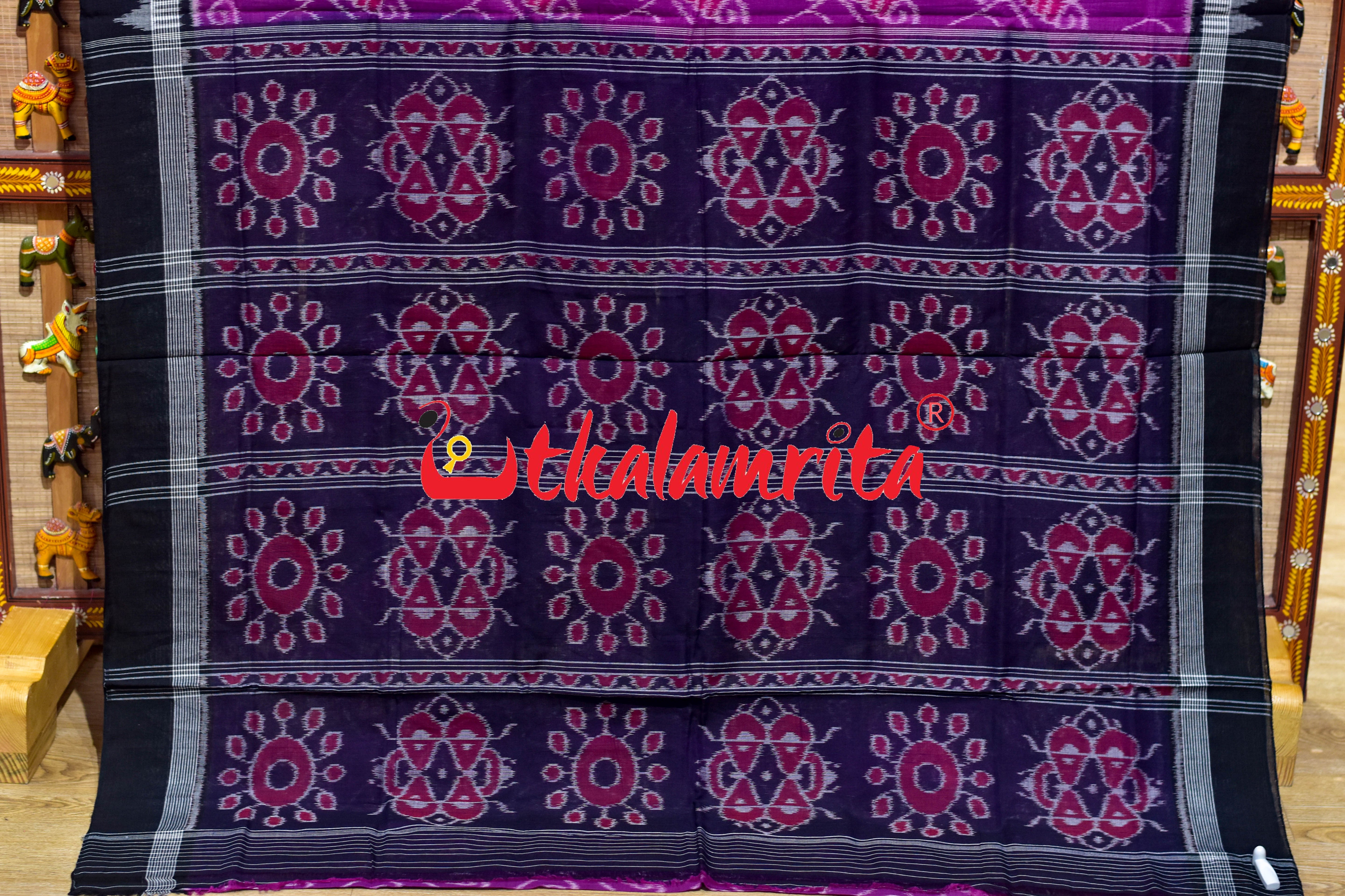 Magenta Lata Patra Khandua Cotton Saree
