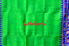 Leaf Green Purple Pink Double Border Pasapali Khandua Silk Saree