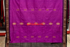 Lavender Bomkai Cotton Saree