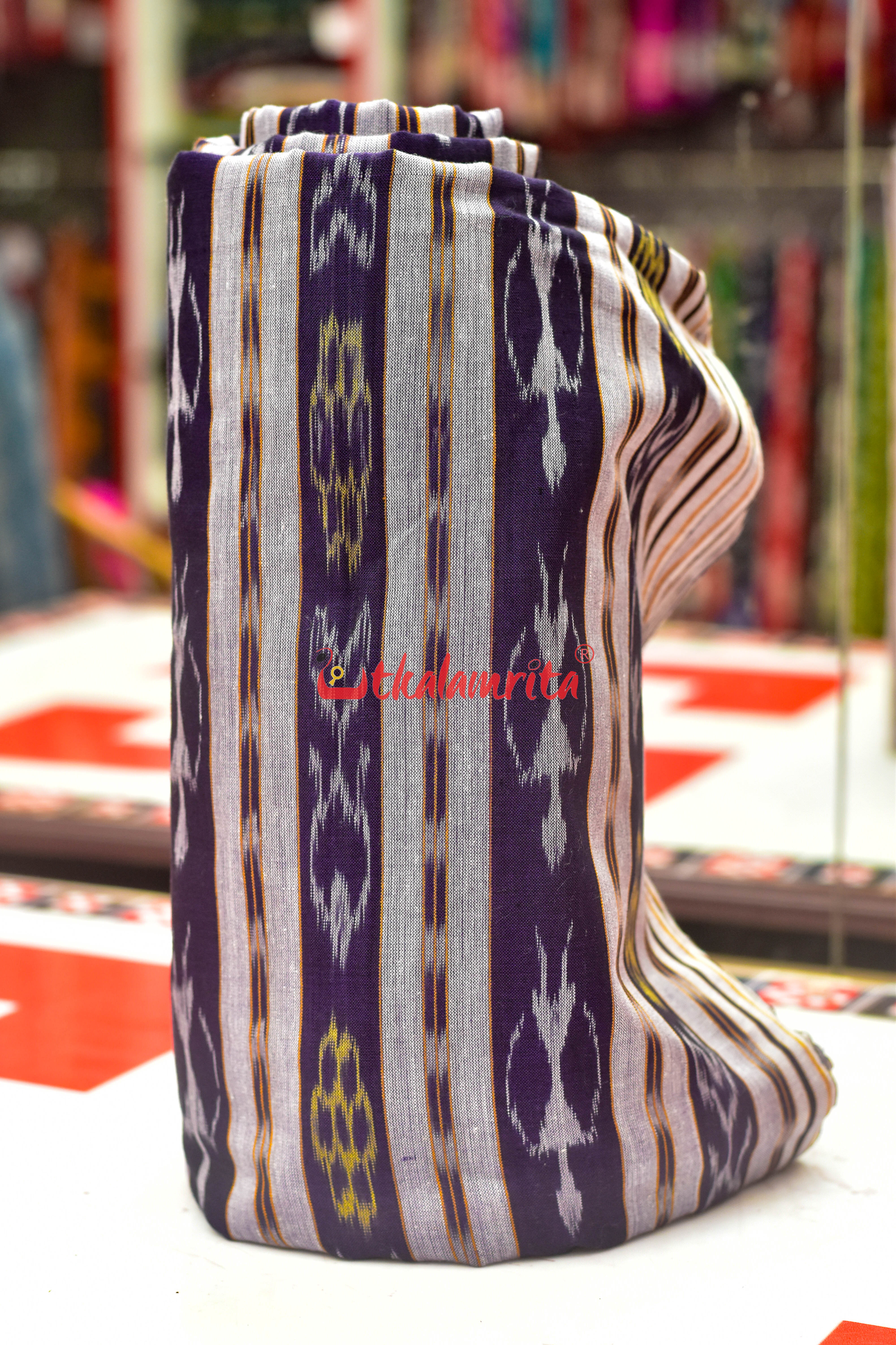 Blue Tribals with Fish Lines Cotton (Fabric)