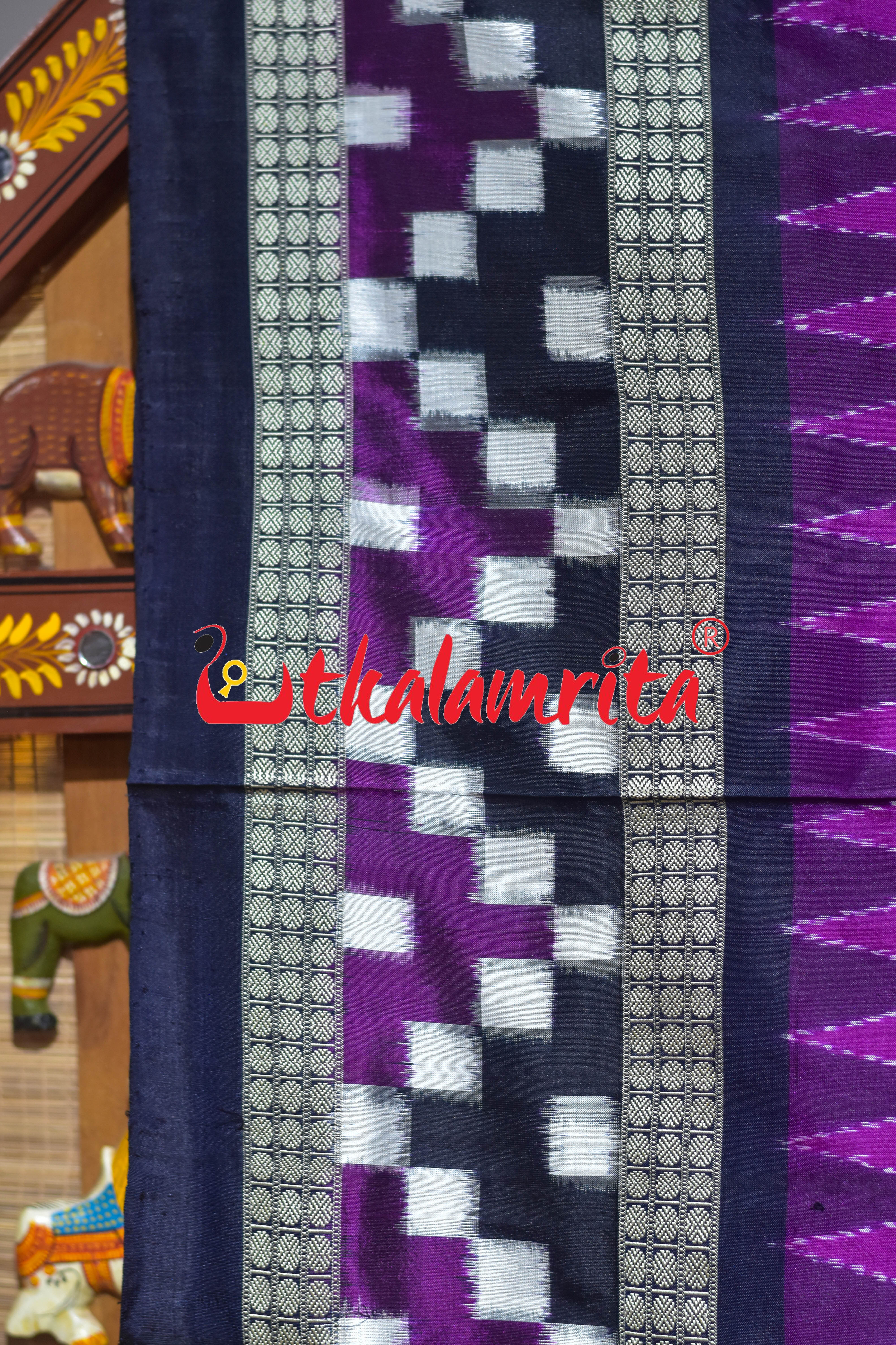 Border Pasapali Purple Buti Sambalpuri Silk Saree