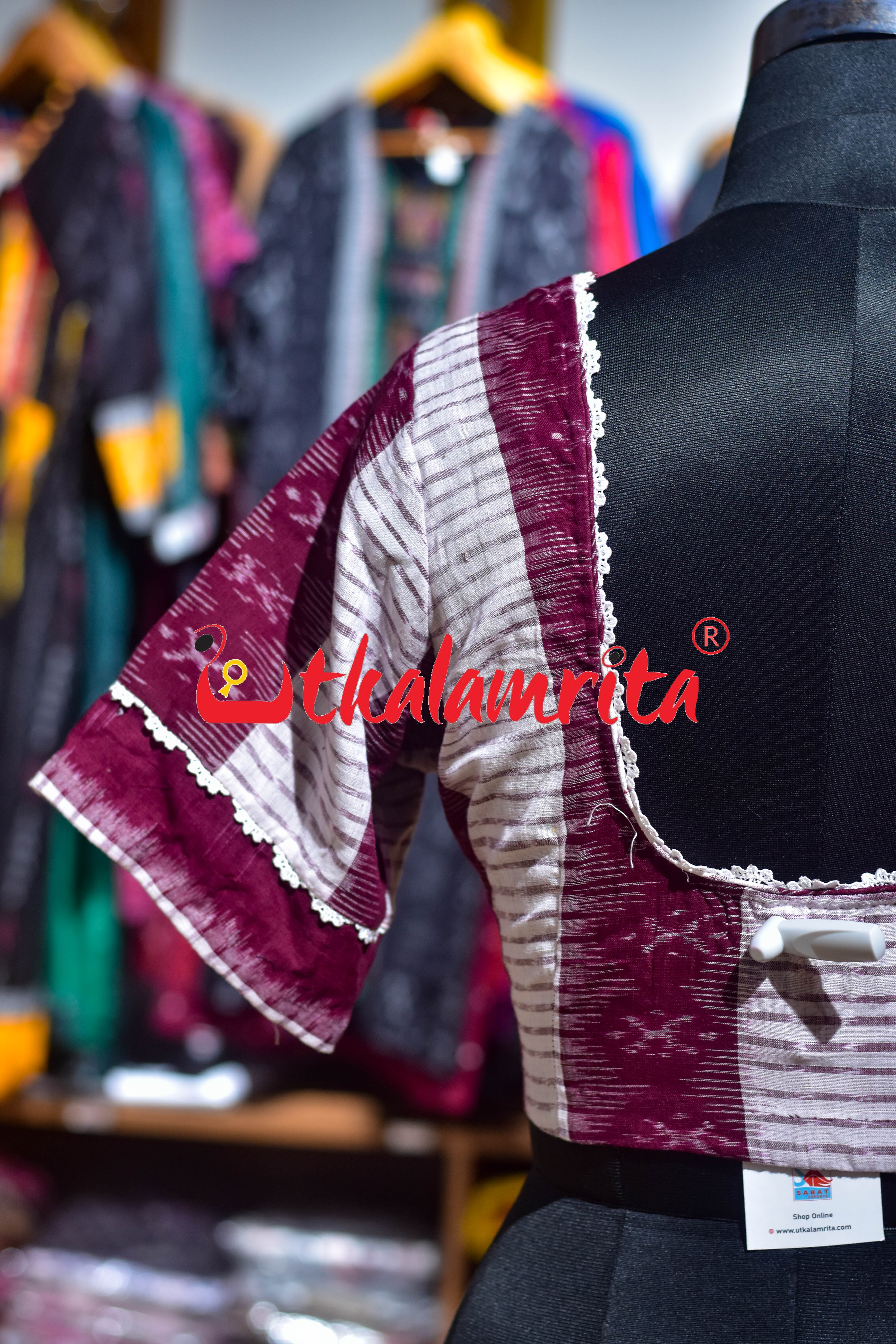 White Maroon Bandha (Blouse)